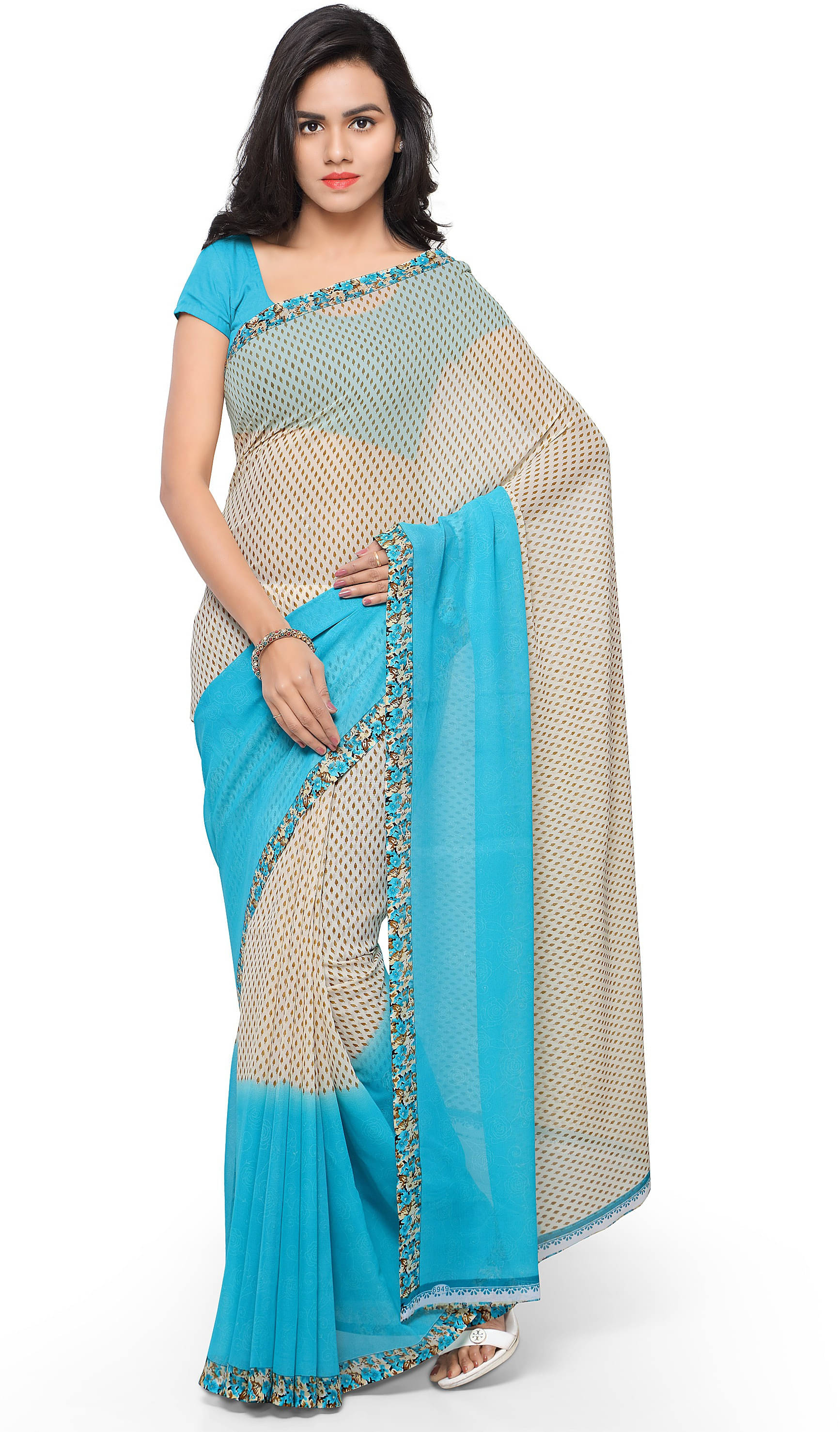     			ANAND SAREES Georgette Printed Regular Saree With Unstitched Blouse Piece ( Beige )