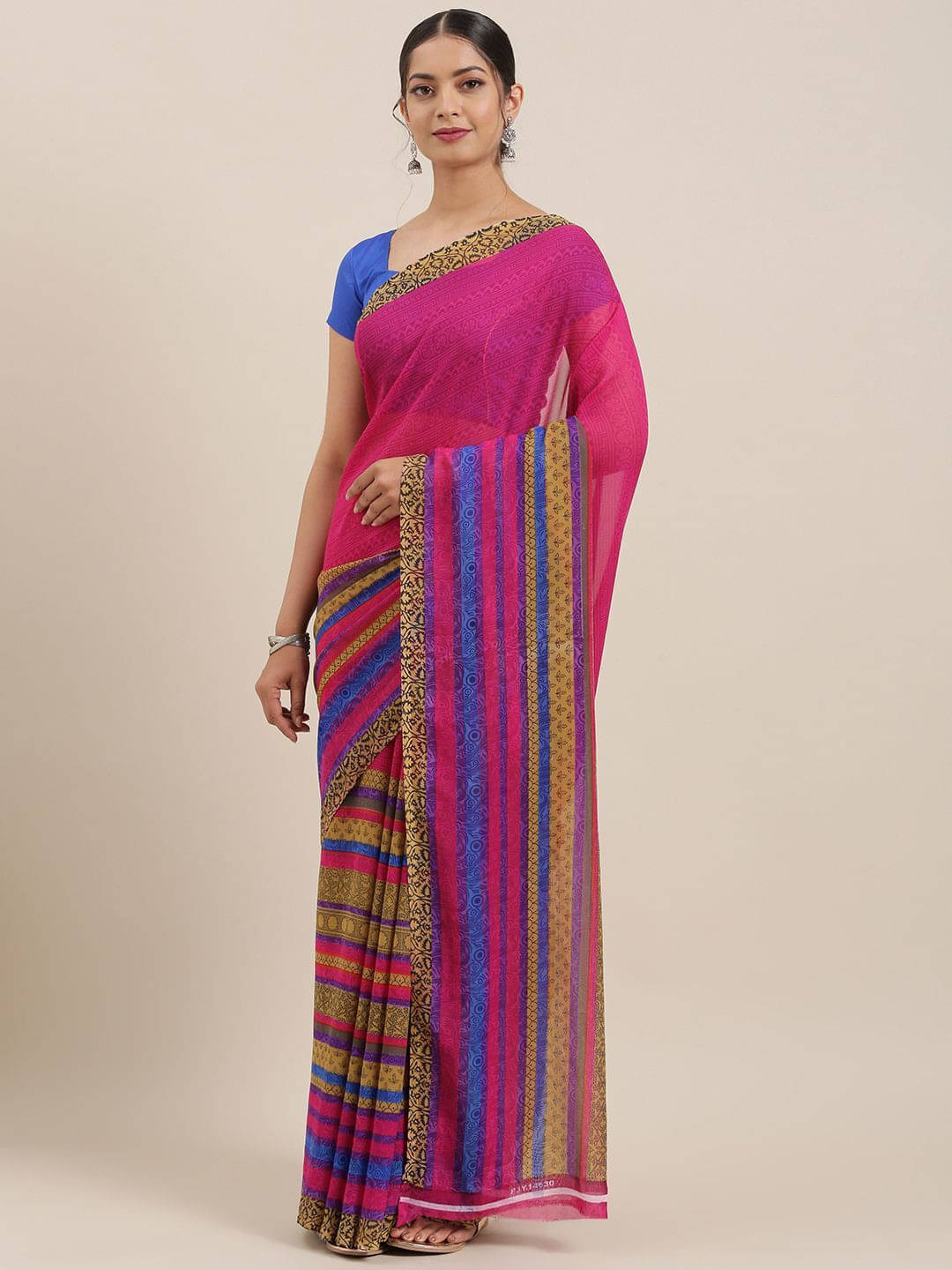 ANAND SAREES Georgette Printed Regular Saree With Unstitched Blouse Piece ( Pink ) ANAND SAREES Georgette Printed Regular Saree With Unstitched Blouse Piece ( Pink )