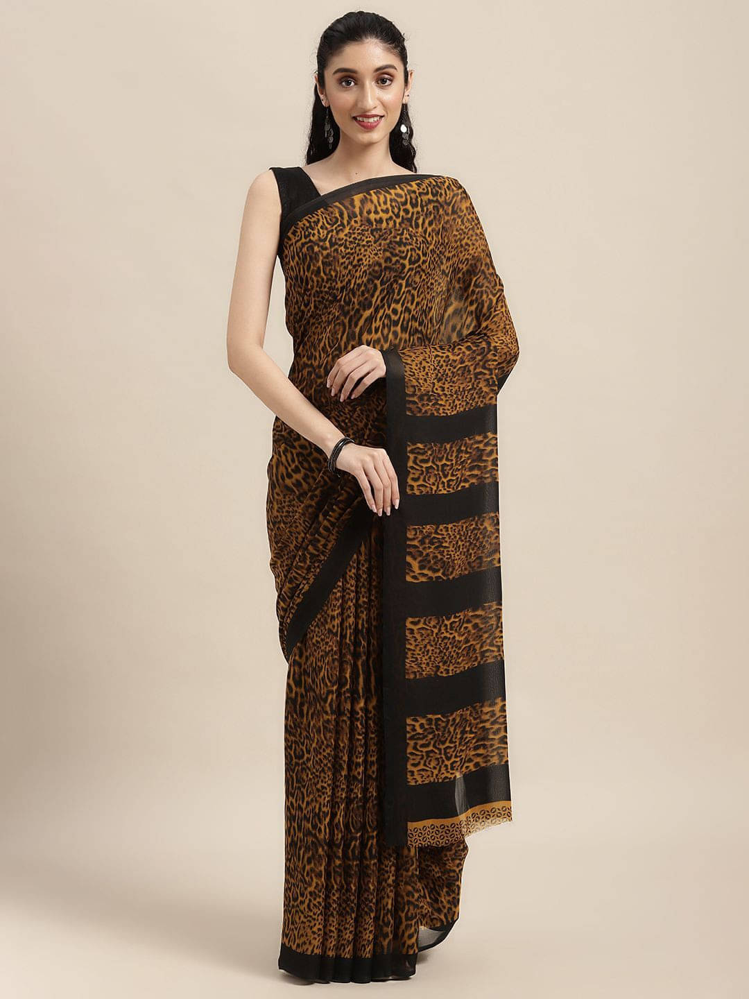     			ANAND SAREES Georgette Printed Regular Saree With Unstitched Blouse Piece ( Mustard )