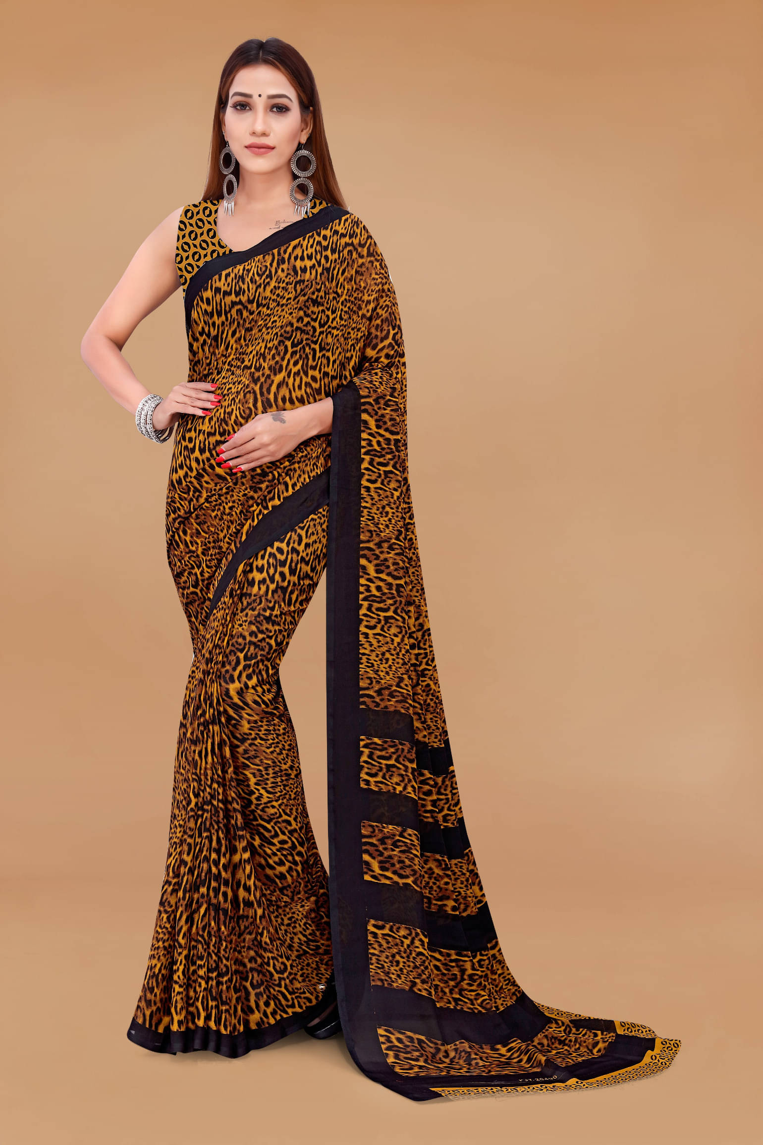     			ANAND SAREES Georgette Printed Regular Saree With Unstitched Blouse Piece ( Mustard )
