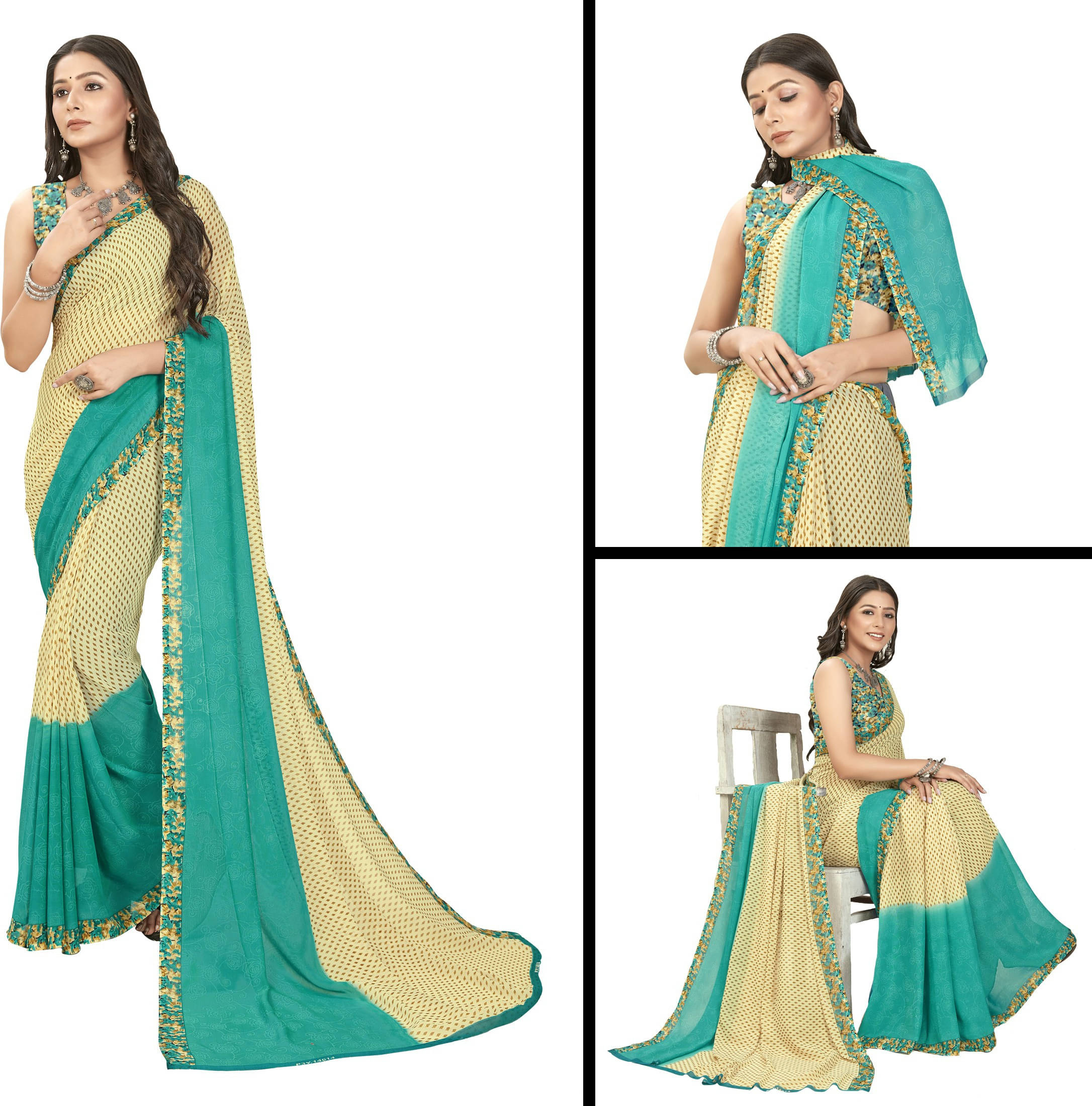 ANAND SAREES Georgette Printed Regular Saree With Unstitched Blouse Piece ( Light Blue ) ANAND SAREES Georgette Printed Regular Saree With Unstitched Blouse Piece ( Light Blue )