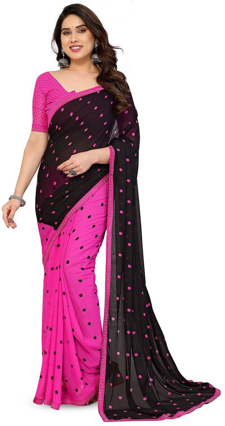     			ANAND SAREES Georgette Printed Regular Saree With Unstitched Blouse Piece ( Pink )