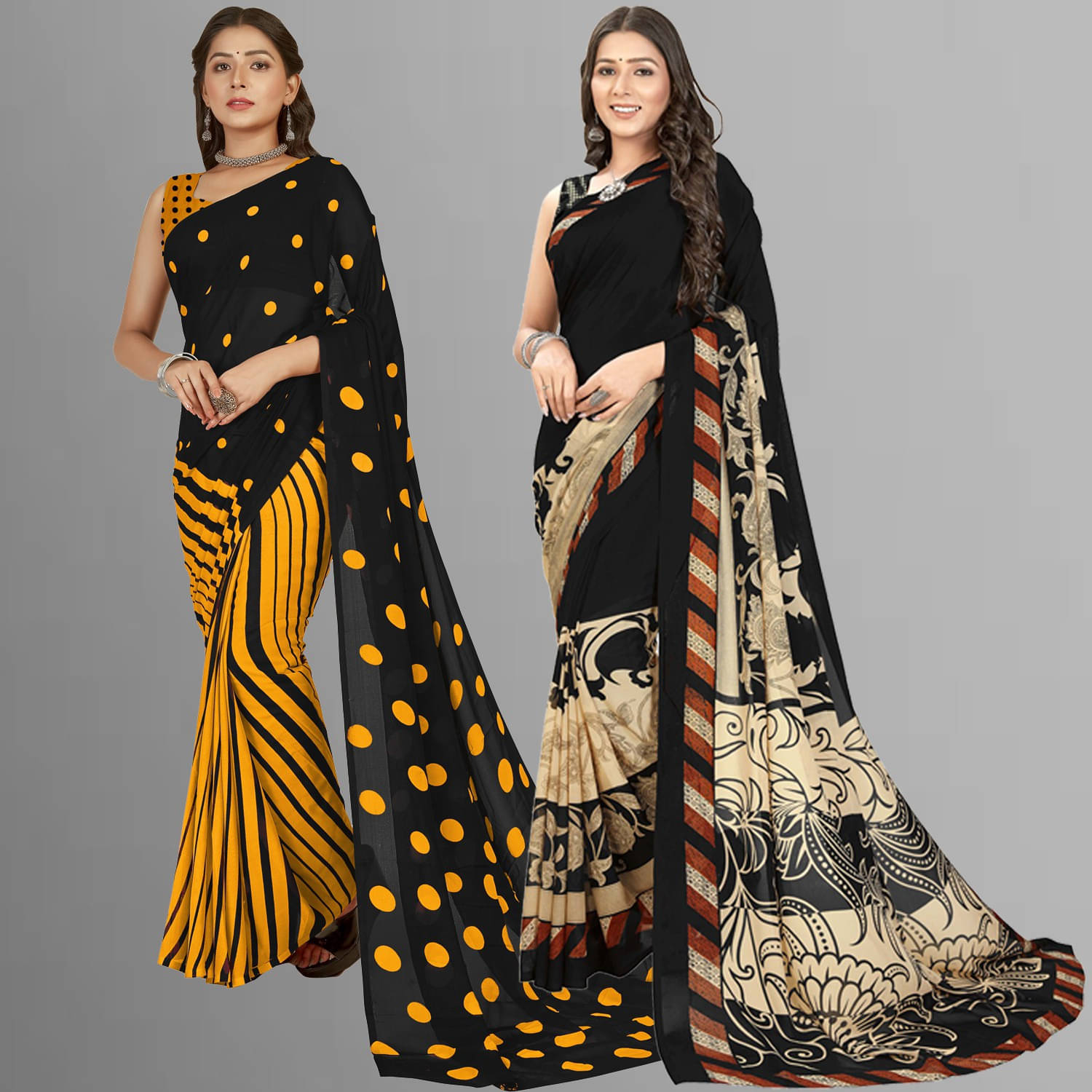 ANAND SAREES Georgette Printed Regular Saree With Unstitched Blouse Piece ( Multicolor ) ANAND SAREES Georgette Printed Regular Saree With Unstitched Blouse Piece ( Multicolor )