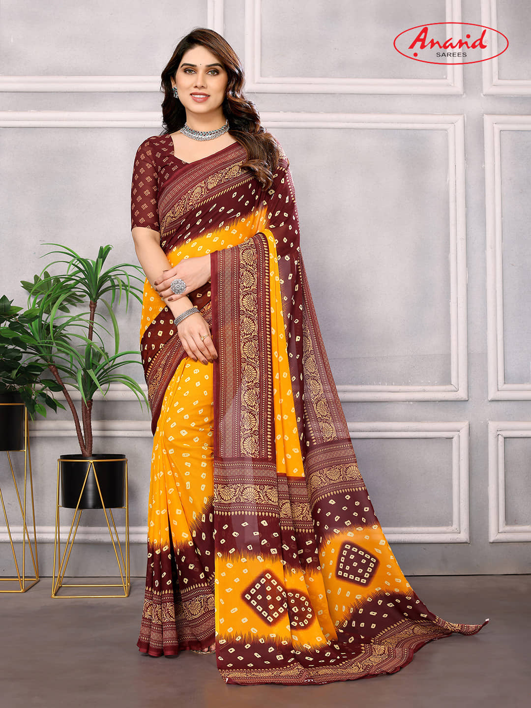 ANAND SAREES Georgette Printed Regular Saree With Unstitched Blouse Piece ( Multicolor ) - Sarees | Buy online on ZillyBuy