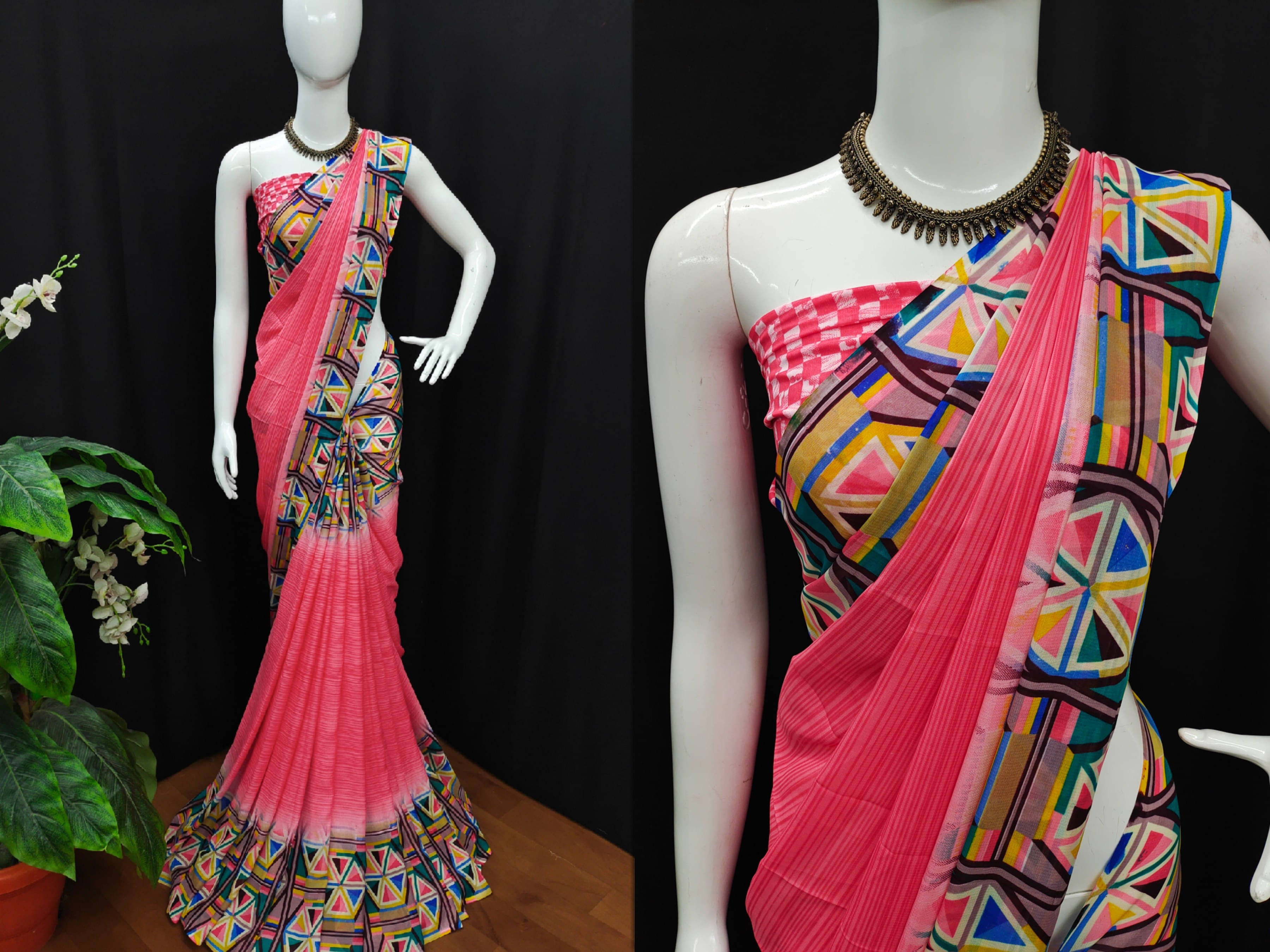    			ANAND SAREES Georgette Printed Regular Saree With Unstitched Blouse Piece ( Pink )