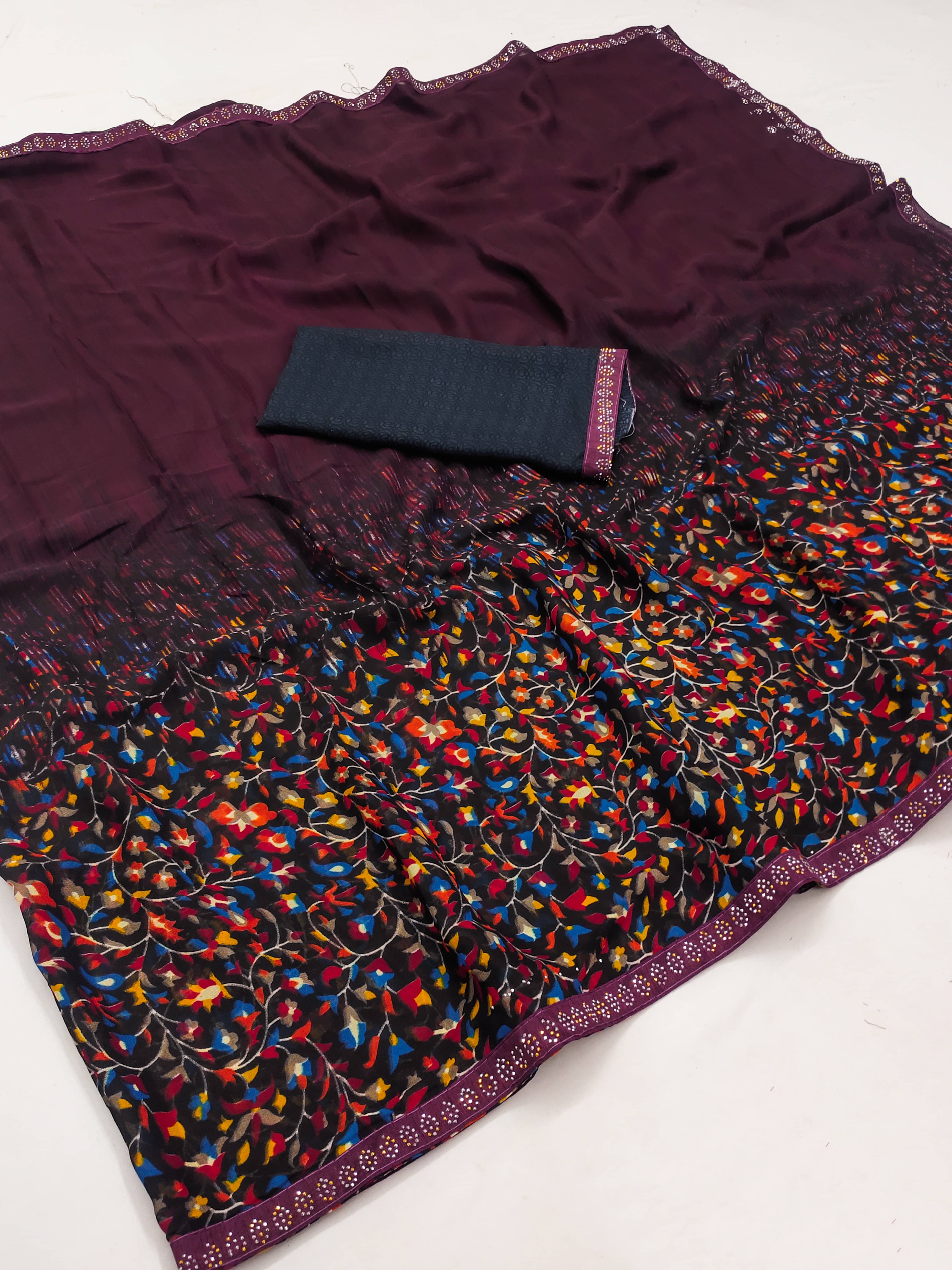 ANAND SAREES Georgette Printed Regular Saree With Unstitched Blouse Piece ( Brown ) ANAND SAREES Georgette Printed Regular Saree With Unstitched Blouse Piece ( Brown )