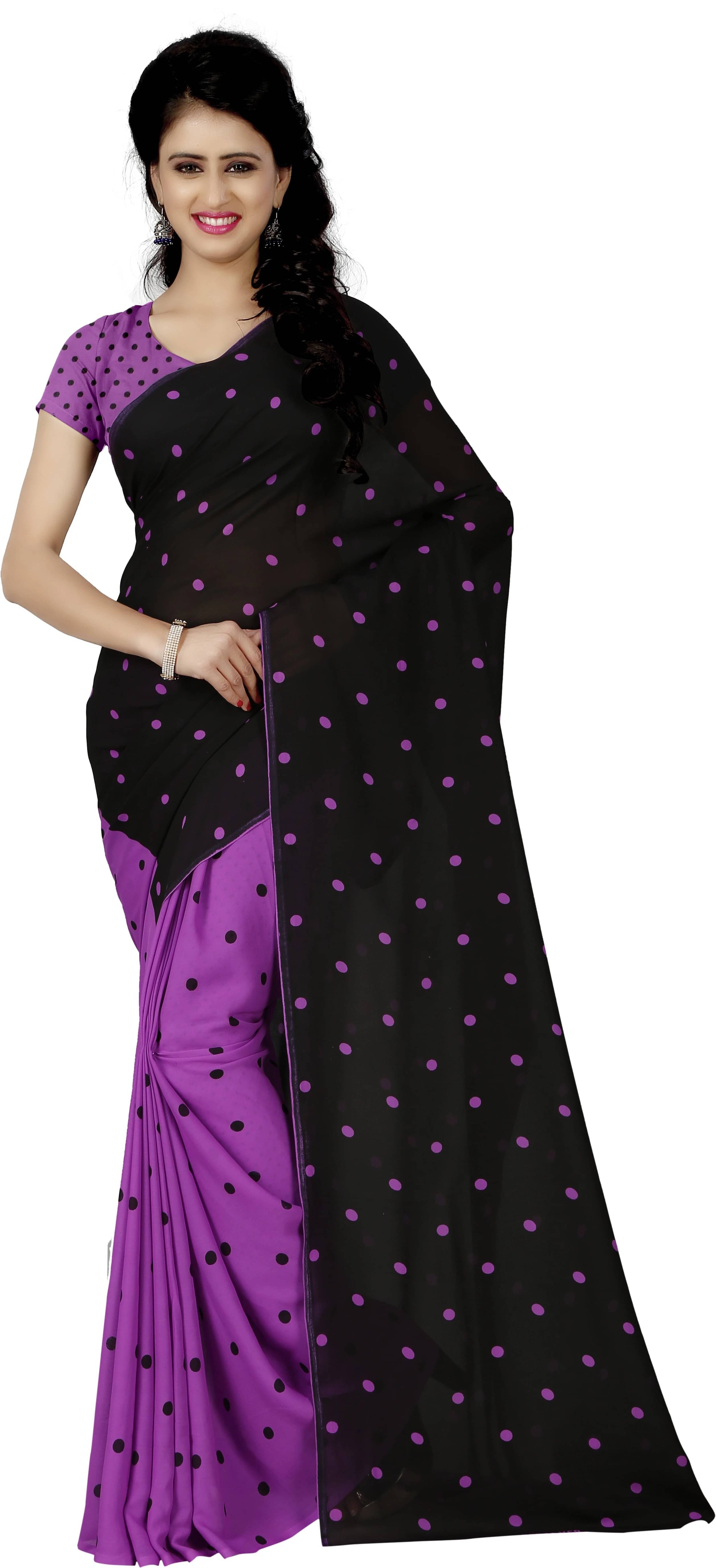     			ANAND SAREES Georgette Printed Regular Saree With Unstitched Blouse Piece ( Purple )