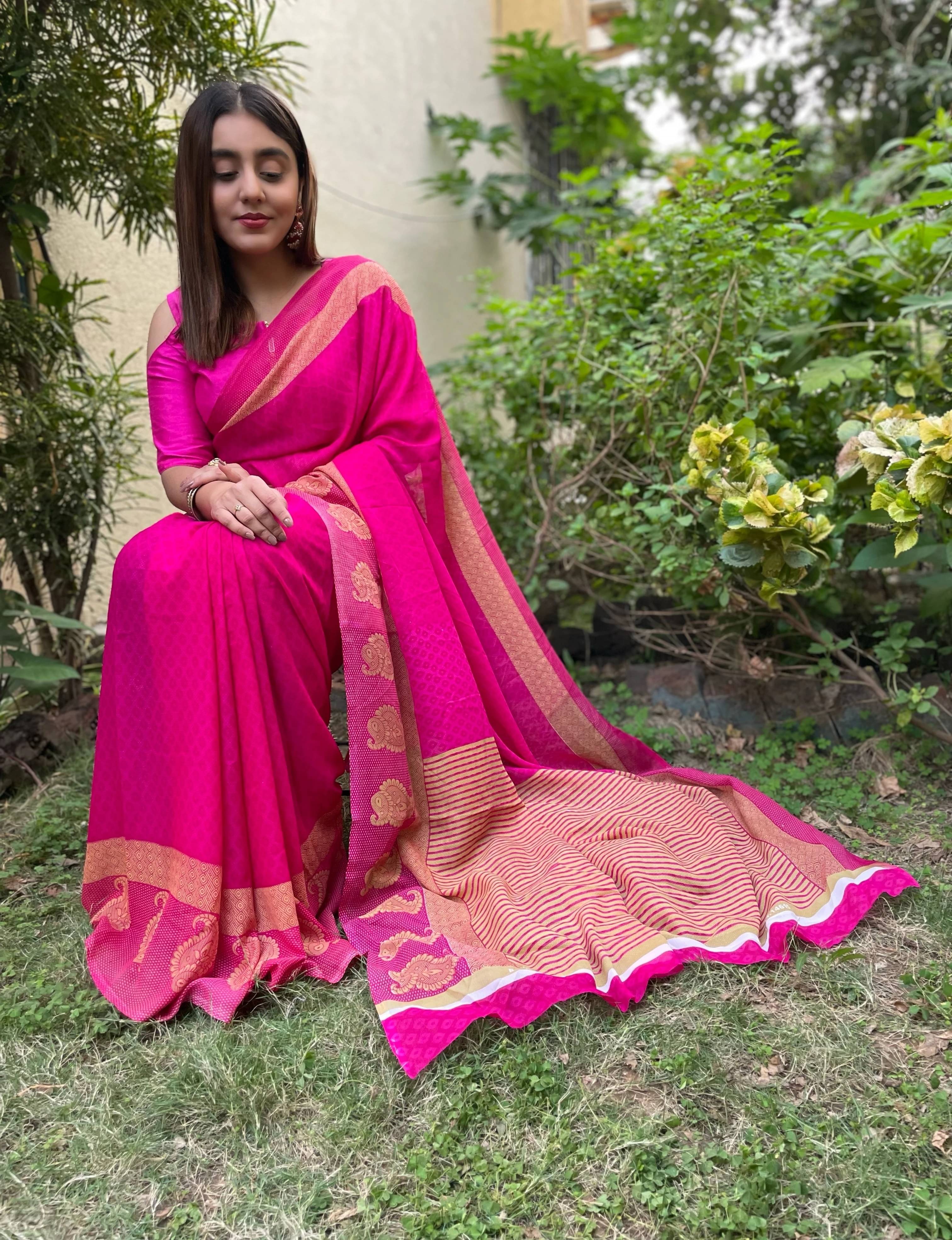     			ANAND SAREES Georgette Printed Regular Saree With Unstitched Blouse Piece ( Purple )