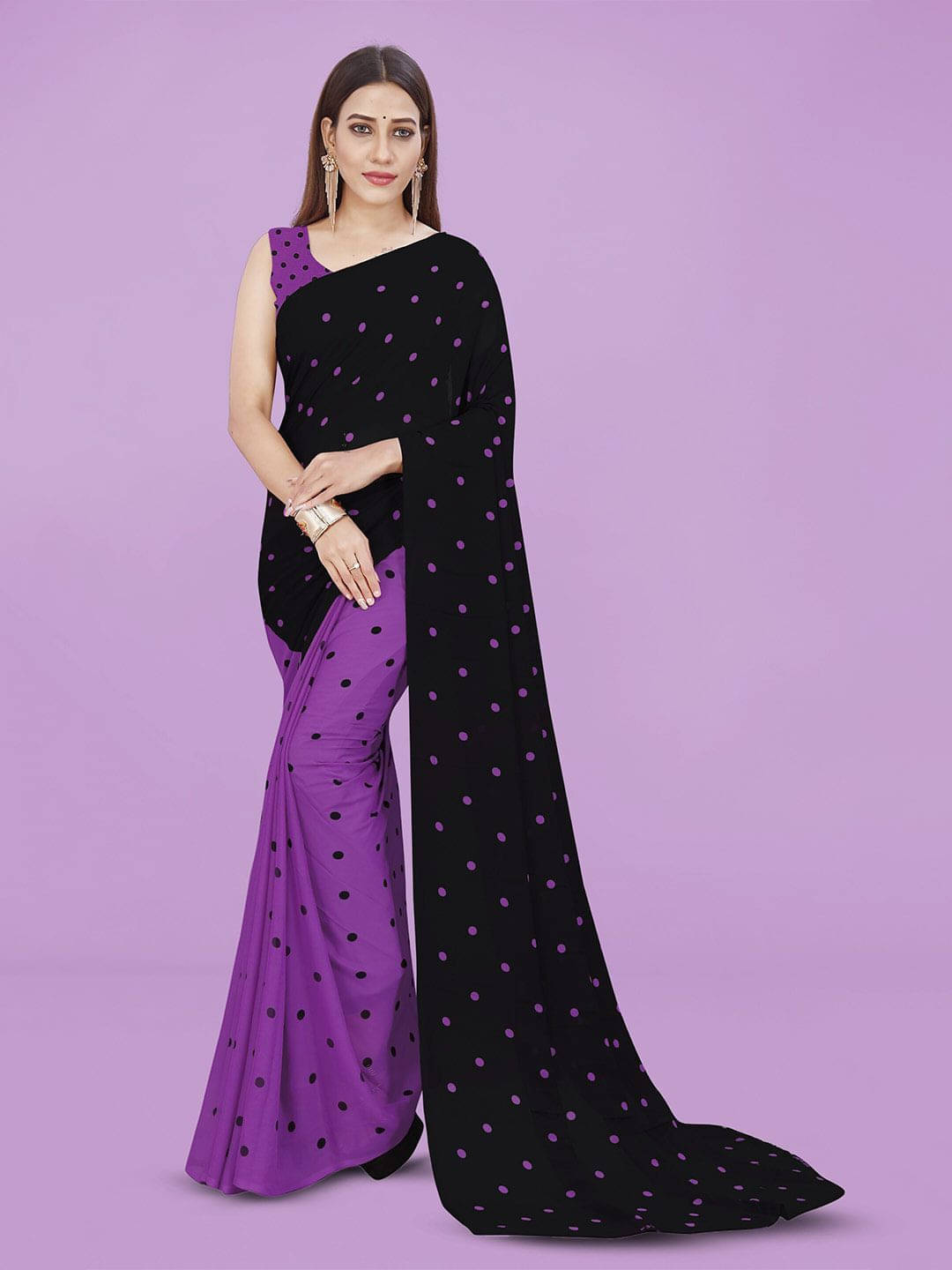 ANAND SAREES Georgette Printed Regular Saree With Unstitched Blouse Piece ( Purple ) ANAND SAREES Georgette Printed Regular Saree With Unstitched Blouse Piece ( Purple )