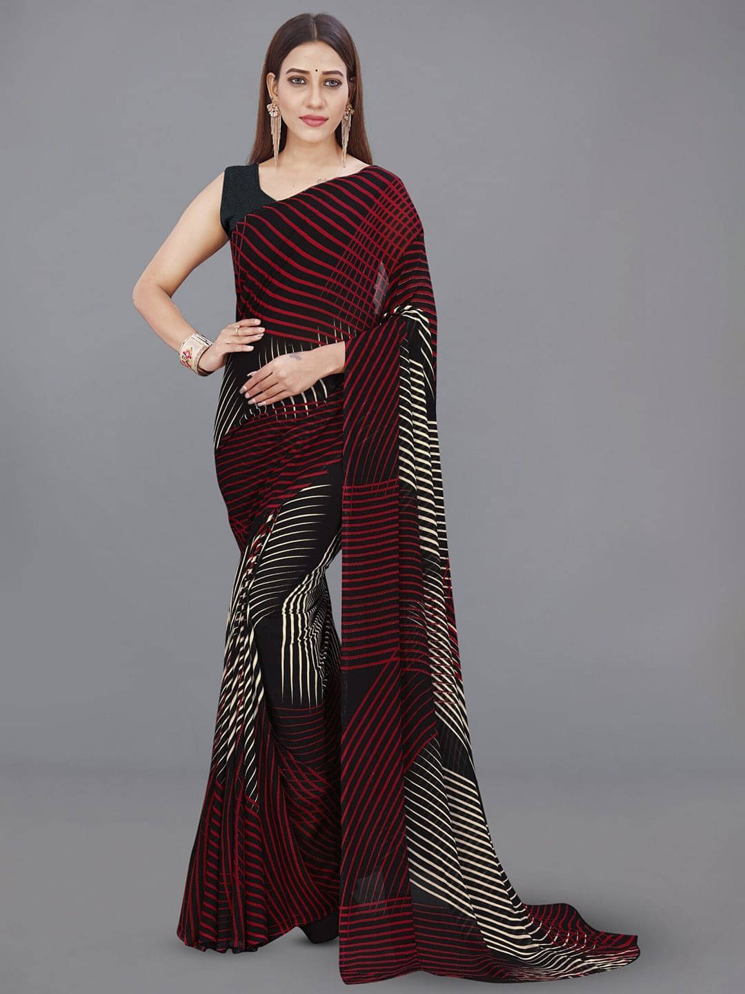 ANAND SAREES Georgette Printed Regular Saree With Unstitched Blouse Piece ( Maroon ) ANAND SAREES Georgette Printed Regular Saree With Unstitched Blouse Piece ( Maroon )