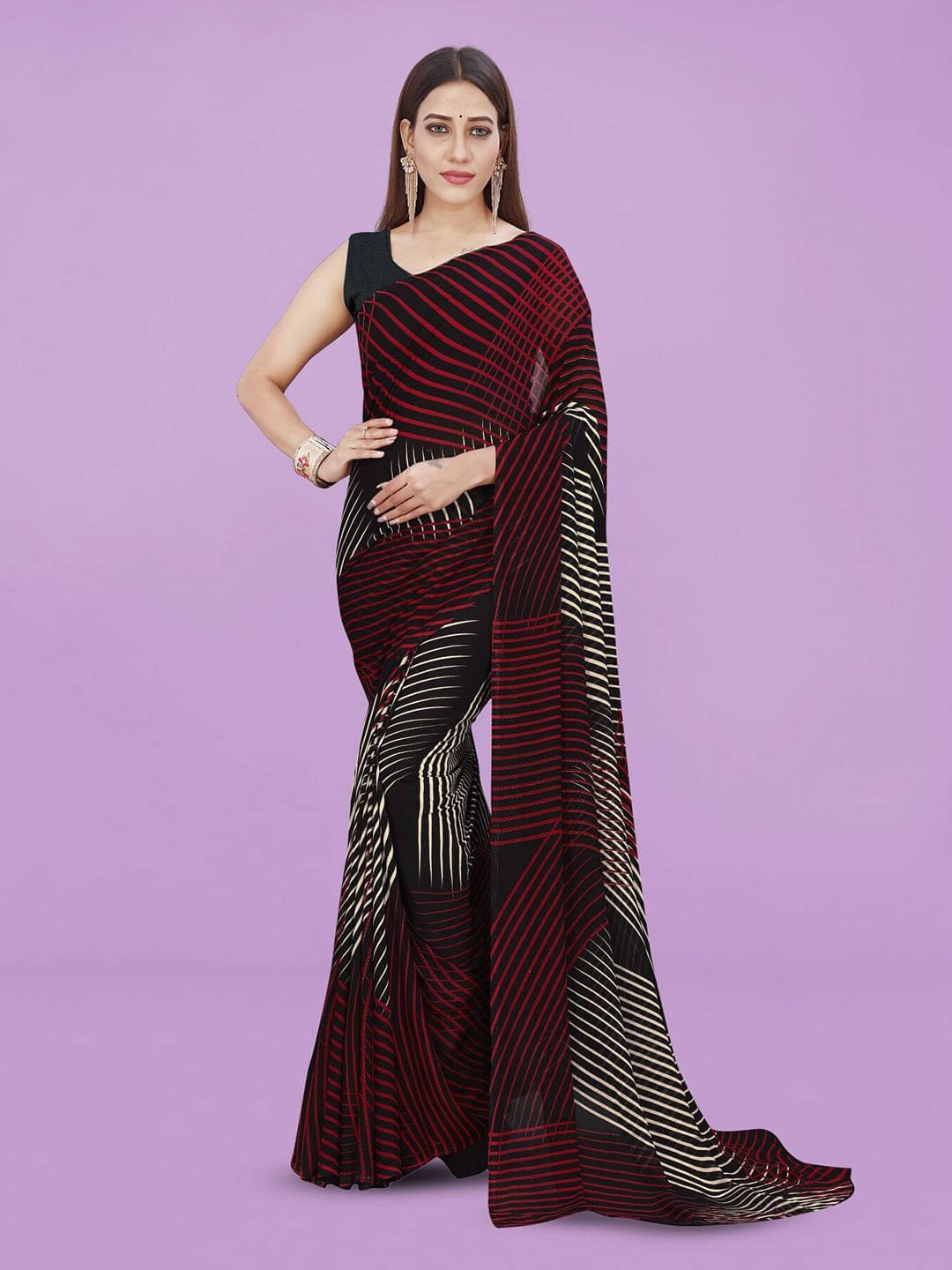     			ANAND SAREES Georgette Printed Regular Saree With Unstitched Blouse Piece ( Black )