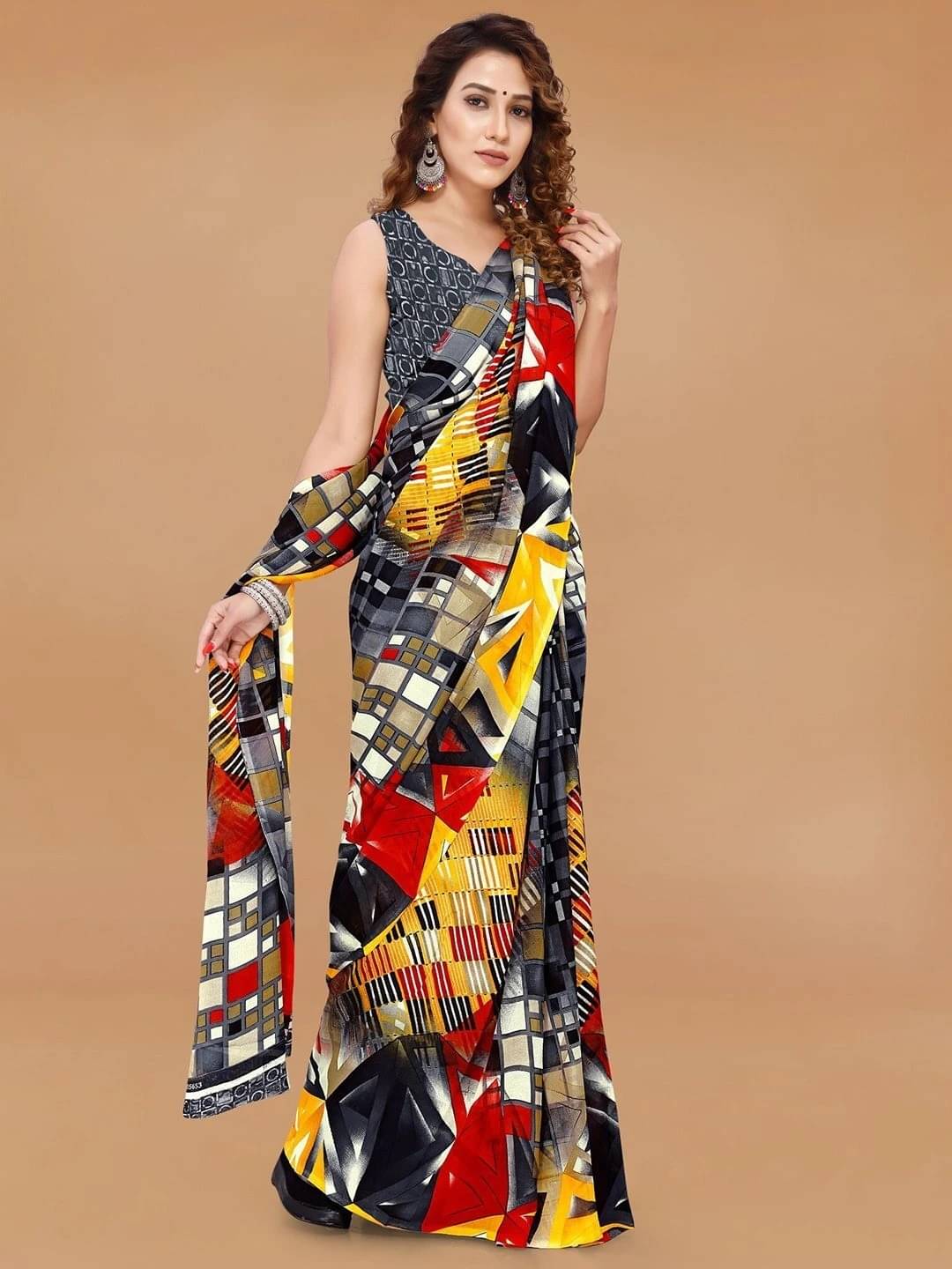     			ANAND SAREES Georgette Printed Regular Saree With Unstitched Blouse Piece ( Grey )
