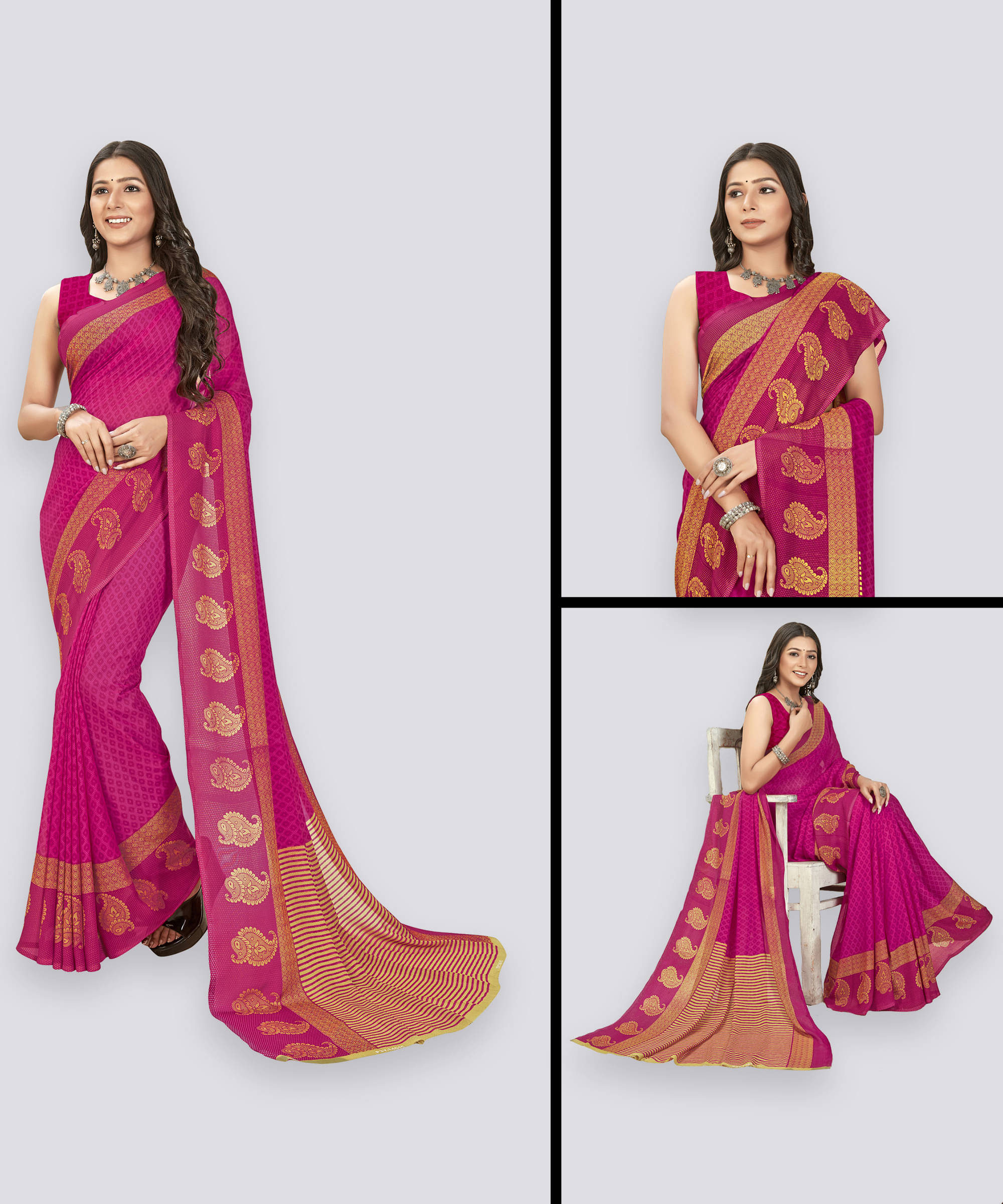     			ANAND SAREES Georgette Printed Regular Saree With Unstitched Blouse Piece ( Pink )