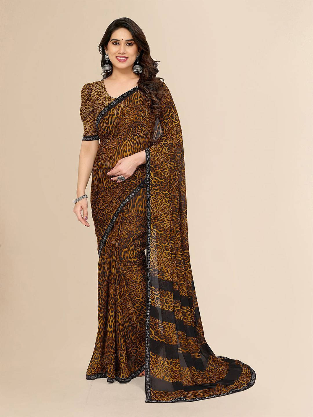     			ANAND SAREES Georgette Printed Regular Saree With Unstitched Blouse Piece ( Yellow )