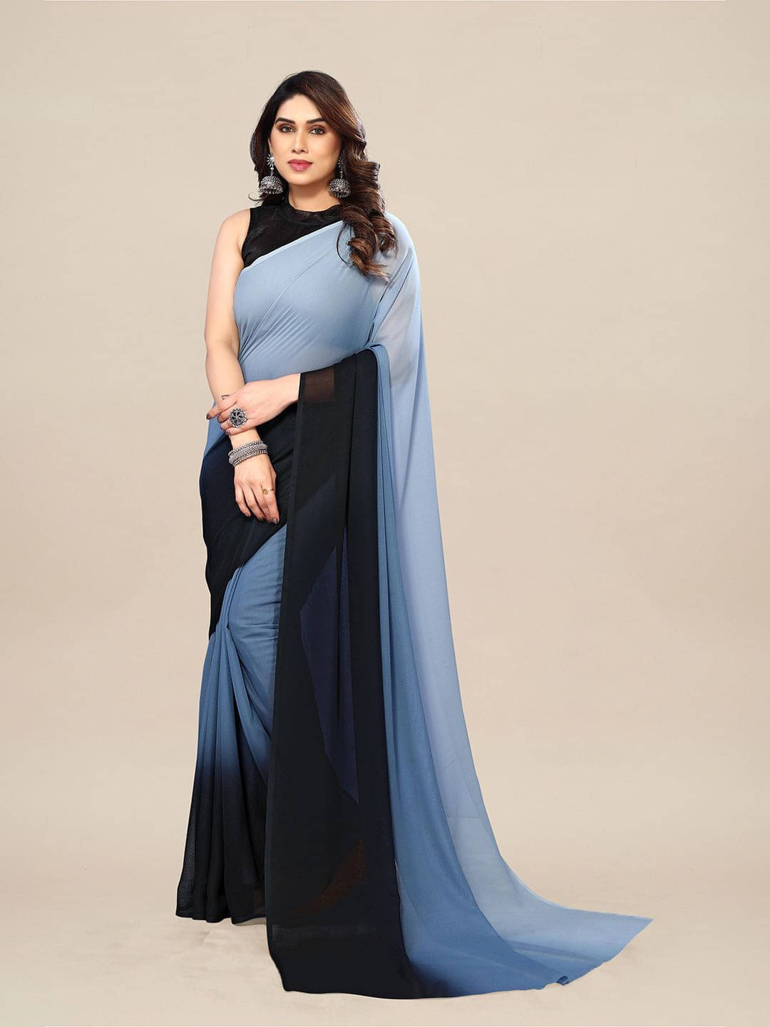     			ANAND SAREES Georgette Printed Regular Saree With Unstitched Blouse Piece ( Grey )