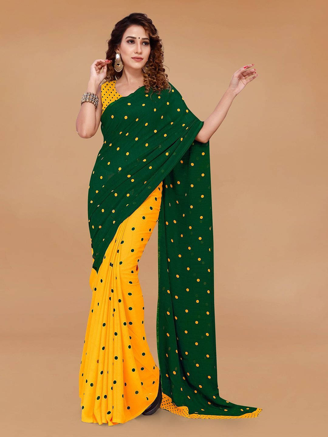     			ANAND SAREES Georgette Printed Regular Saree With Unstitched Blouse Piece ( Green )
