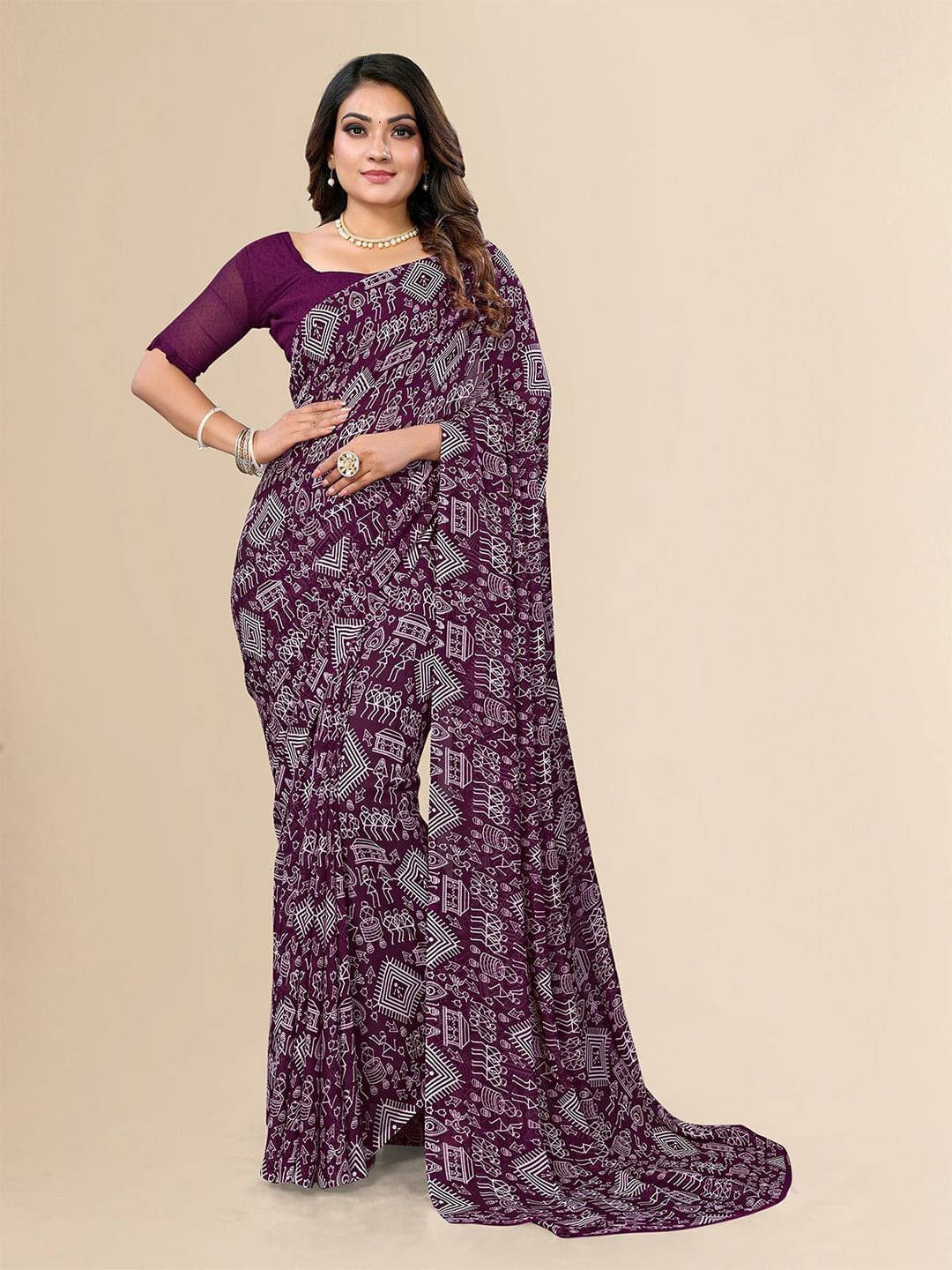 ANAND SAREES Georgette Printed Regular Saree With Unstitched Blouse Piece ( Pink ) ANAND SAREES Georgette Printed Regular Saree With Unstitched Blouse Piece ( Pink )