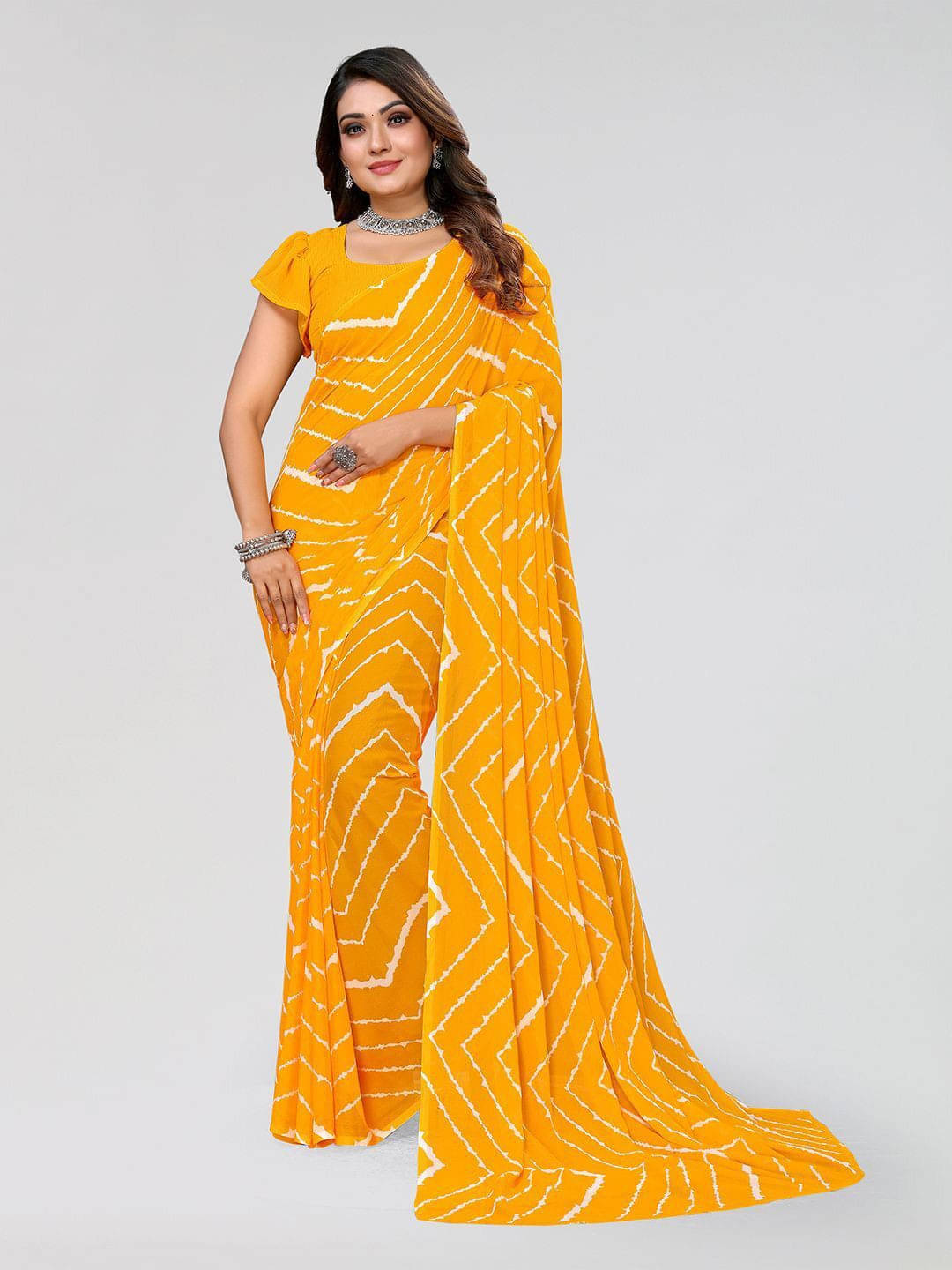     			ANAND SAREES Georgette Self Design Regular Saree With Unstitched Blouse Piece ( Yellow )