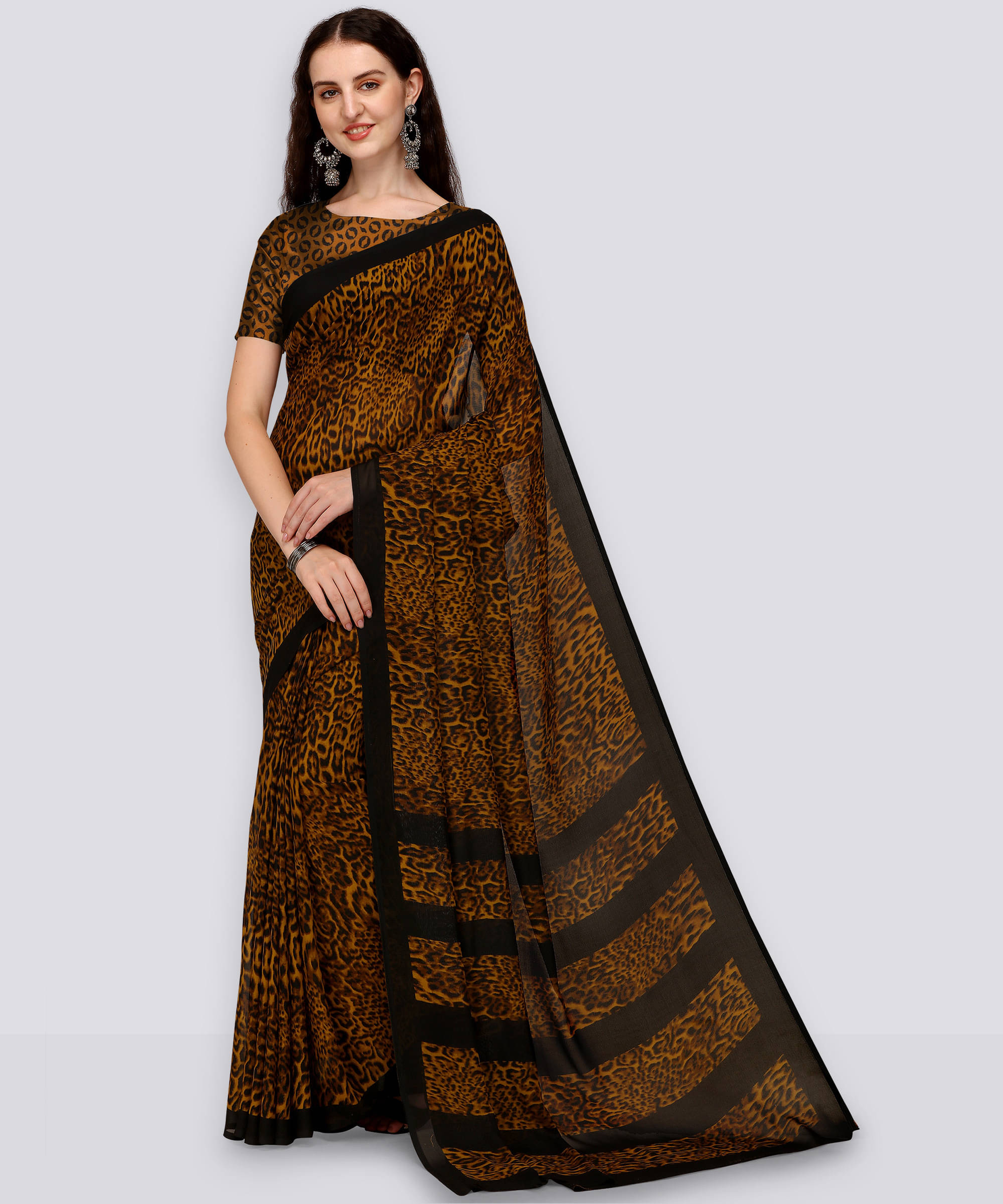     			ANAND SAREES Georgette Self Design Regular Saree With Unstitched Blouse Piece ( Multicolor )