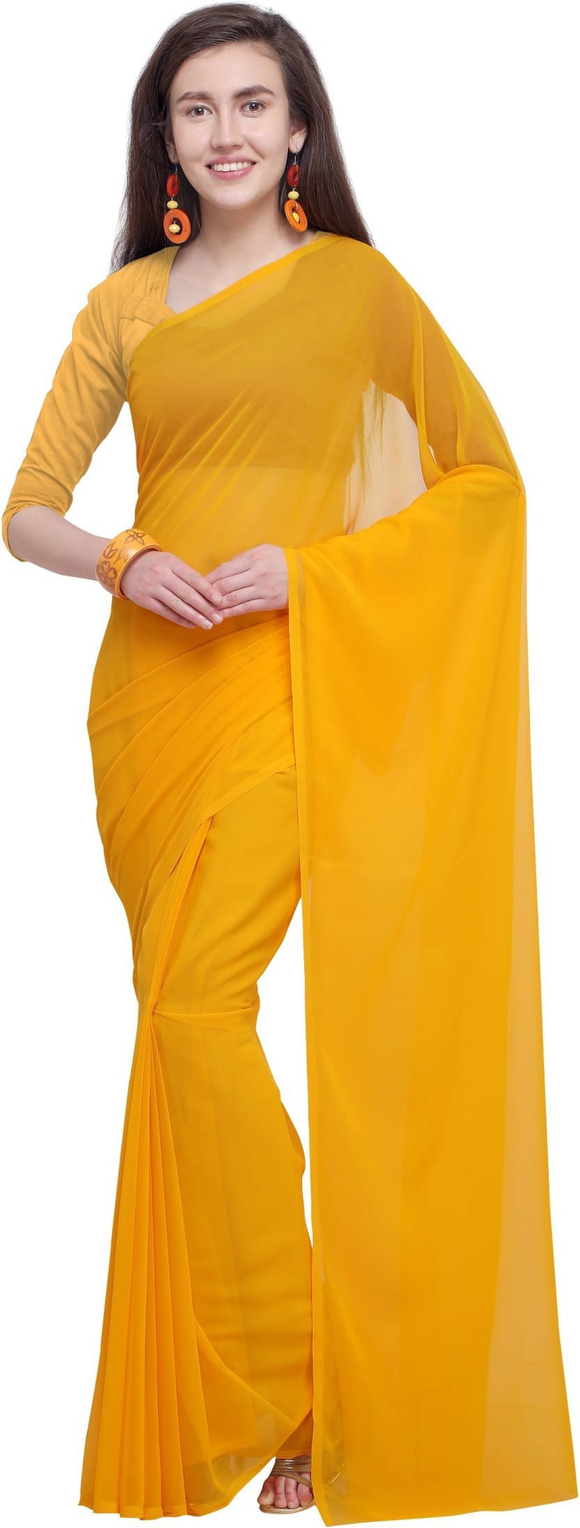     			ANAND SAREES Georgette Solid Regular Saree With Unstitched Blouse Piece ( Light Blue )