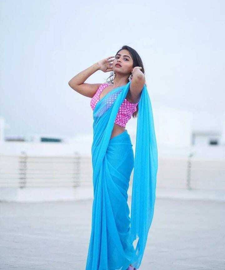     			ANAND SAREES Georgette Solid Regular Saree With Unstitched Blouse Piece ( Light Blue )