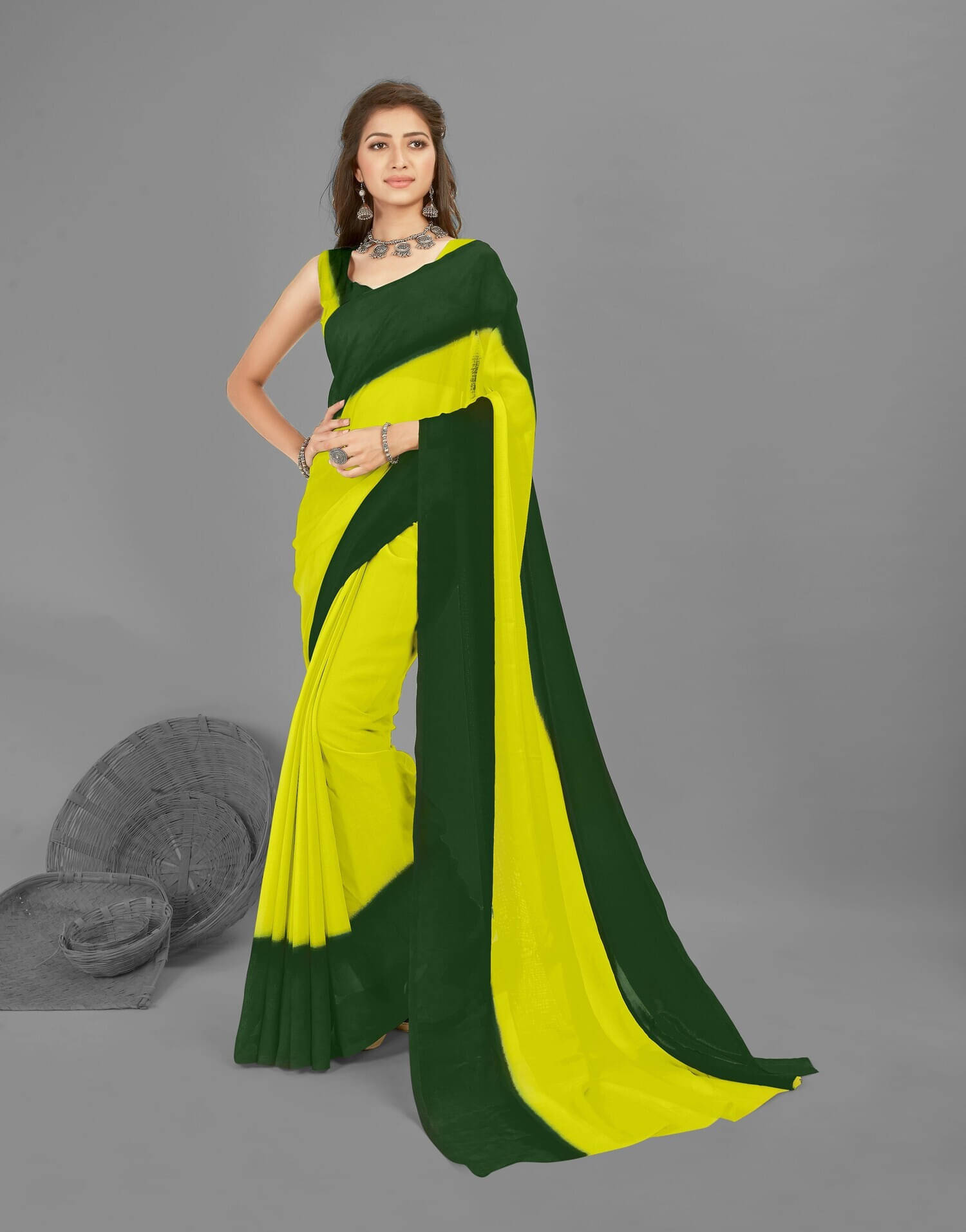 ANAND SAREES Georgette Striped Regular Saree With Unstitched Blouse Piece ( Multicolor ) ANAND SAREES Georgette Striped Regular Saree With Unstitched Blouse Piece ( Multicolor )