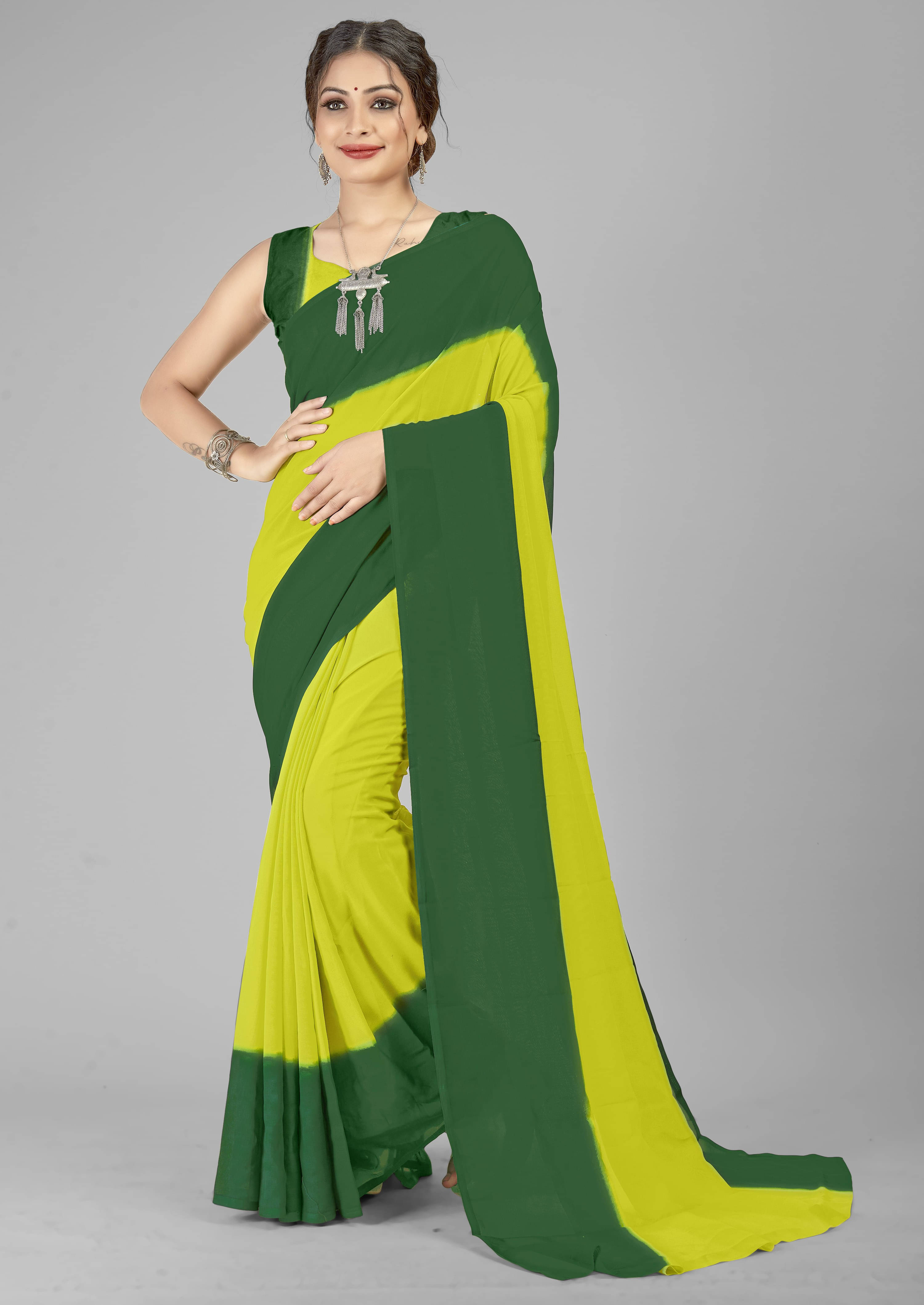 ANAND SAREES Georgette Striped Regular Saree With Unstitched Blouse Piece ( Multicolor ) ANAND SAREES Georgette Striped Regular Saree With Unstitched Blouse Piece ( Multicolor )