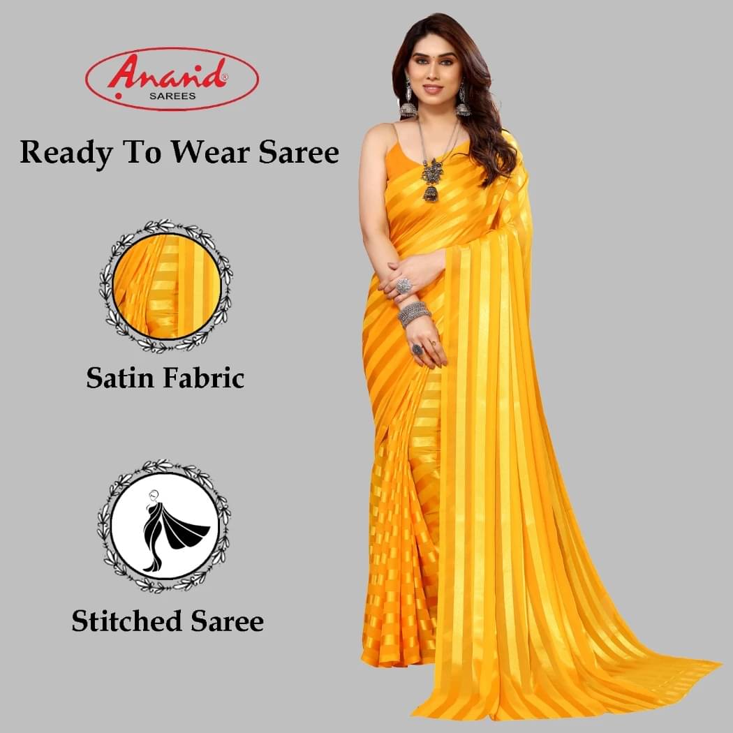ANAND SAREES Satin Embellished Regular Saree With Unstitched Blouse Piece ( Yellow ) ANAND SAREES Satin Embellished Regular Saree With Unstitched Blouse Piece ( Yellow )