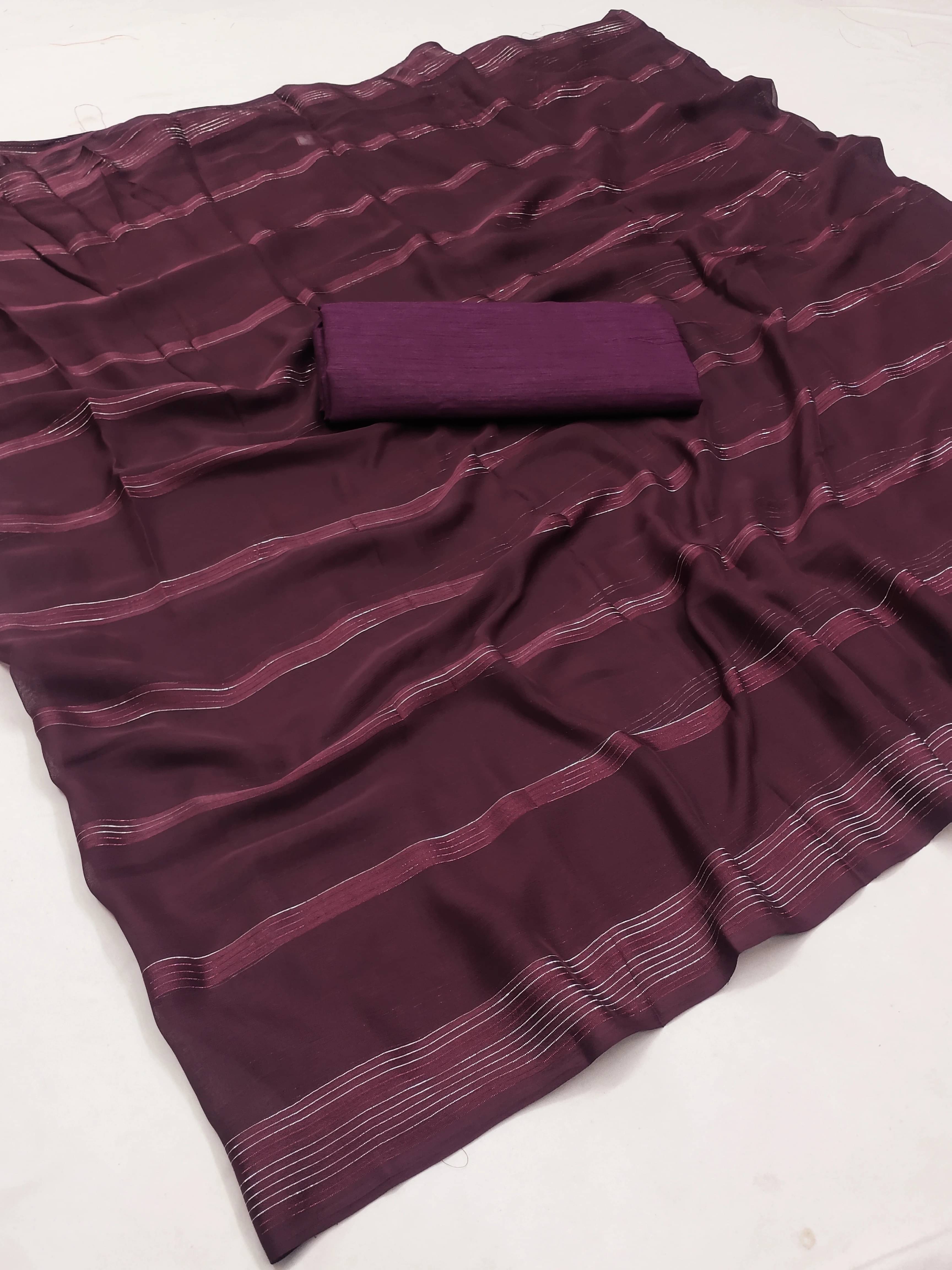 ANAND SAREES Satin Embellished Regular Saree With Unstitched Blouse Piece ( Maroon ) ANAND SAREES Satin Embellished Regular Saree With Unstitched Blouse Piece ( Maroon )