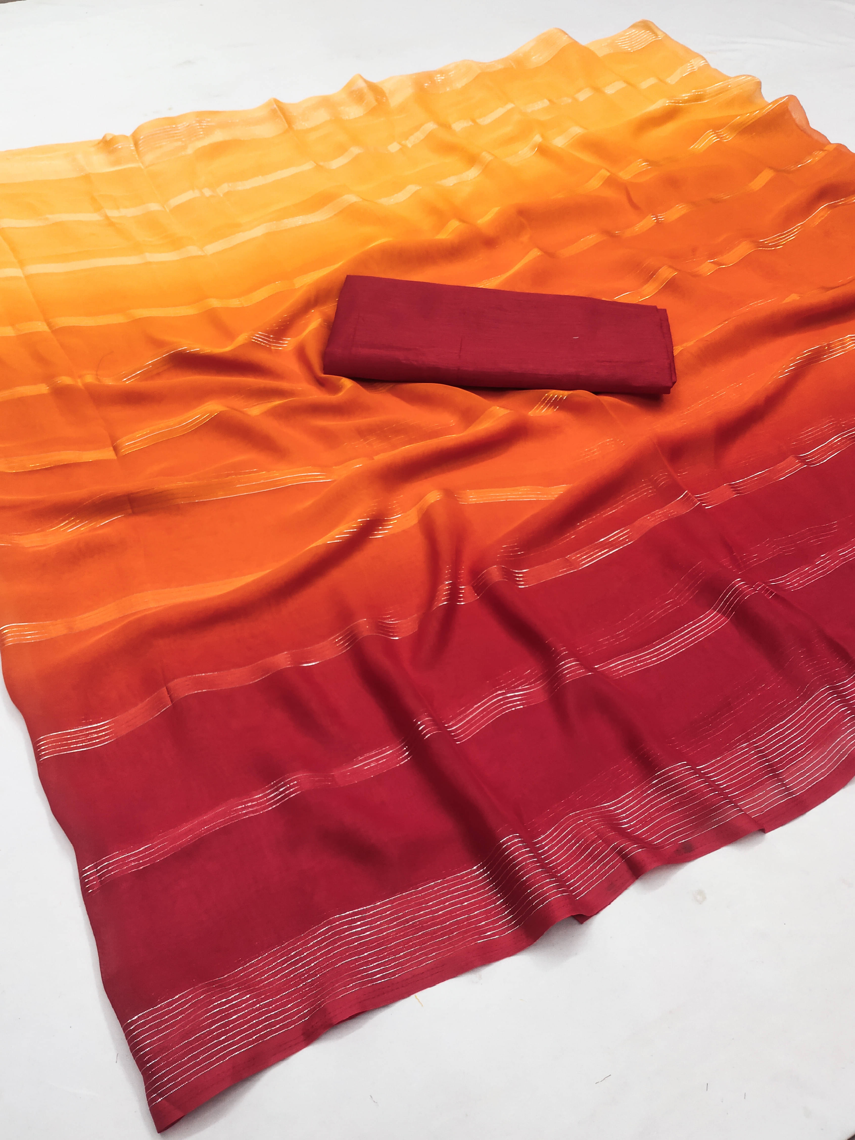     			ANAND SAREES Satin Embellished Regular Saree With Unstitched Blouse Piece ( Multicolor )