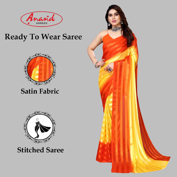 ANAND SAREES Satin Embellished Regular Saree With Unstitched Blouse Piece ( Multicolor ) ANAND SAREES Satin Embellished Regular Saree With Unstitched Blouse Piece ( Multicolor )