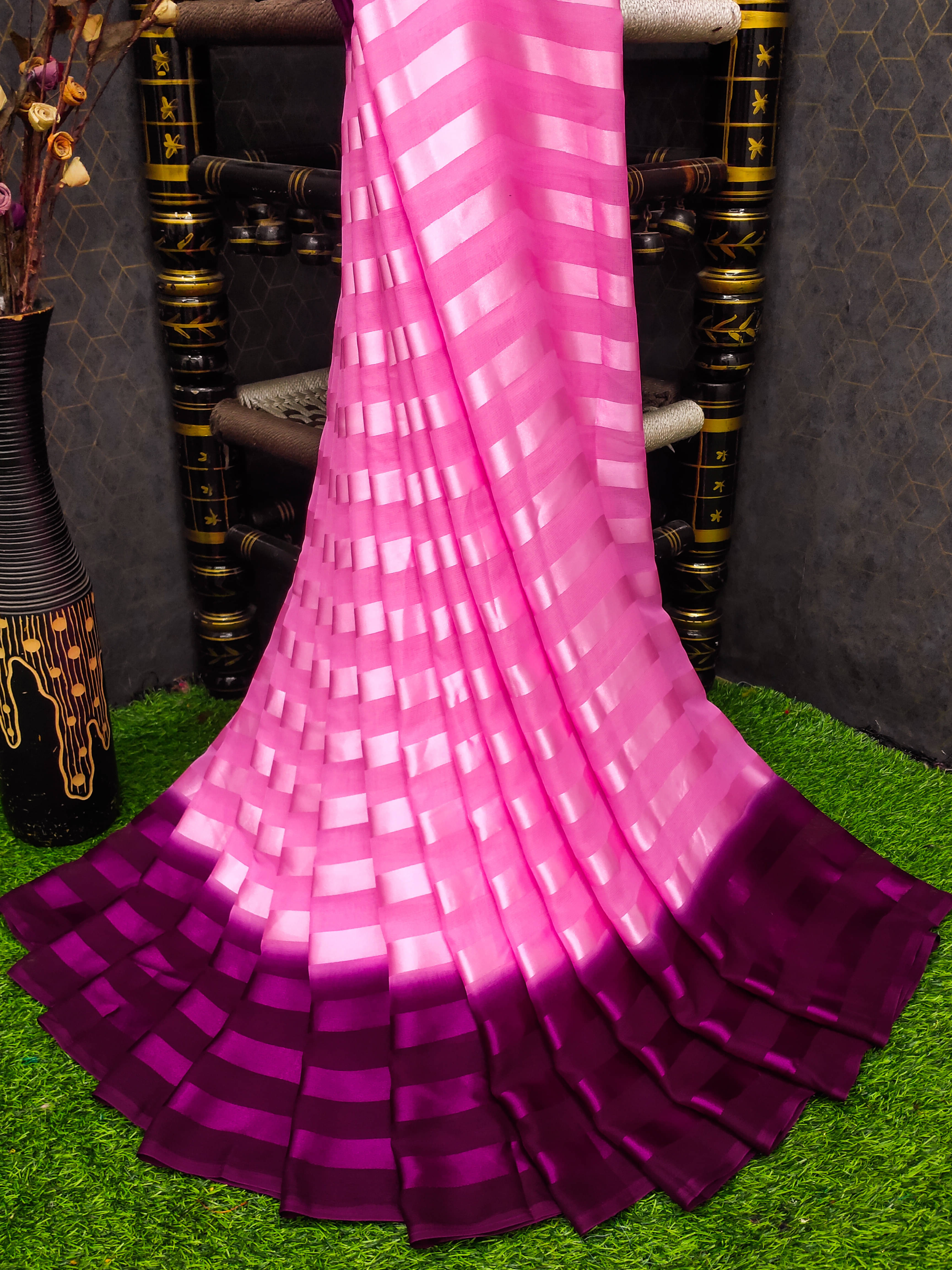 ANAND SAREES Satin Self Design Regular Saree With Unstitched Blouse Piece ( Multicolor ) ANAND SAREES Satin Self Design Regular Saree With Unstitched Blouse Piece ( Multicolor )