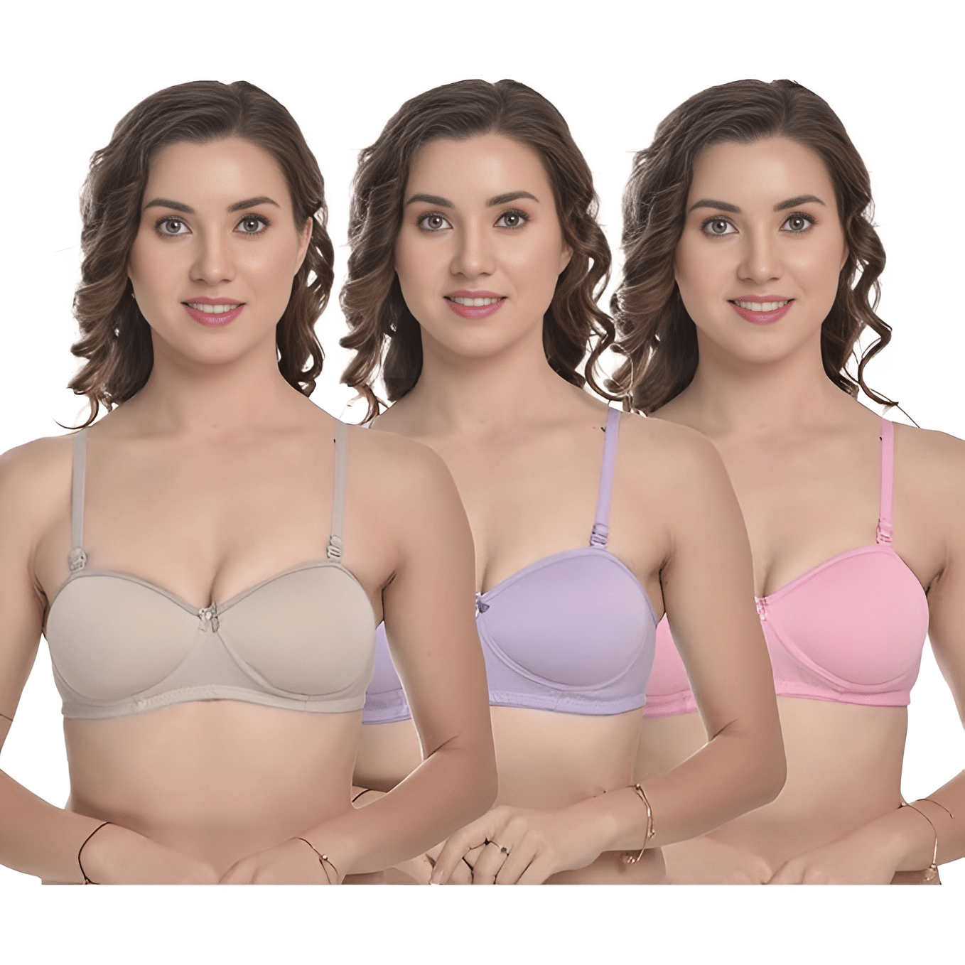 Adora Innerwear Pack of 3 Cotton Blend Non Padded T-Shirt Bra For Women ( Multicolor ) Adora Innerwear Pack of 3 Cotton Blend Non Padded T-Shirt Bra For Women ( Multicolor )