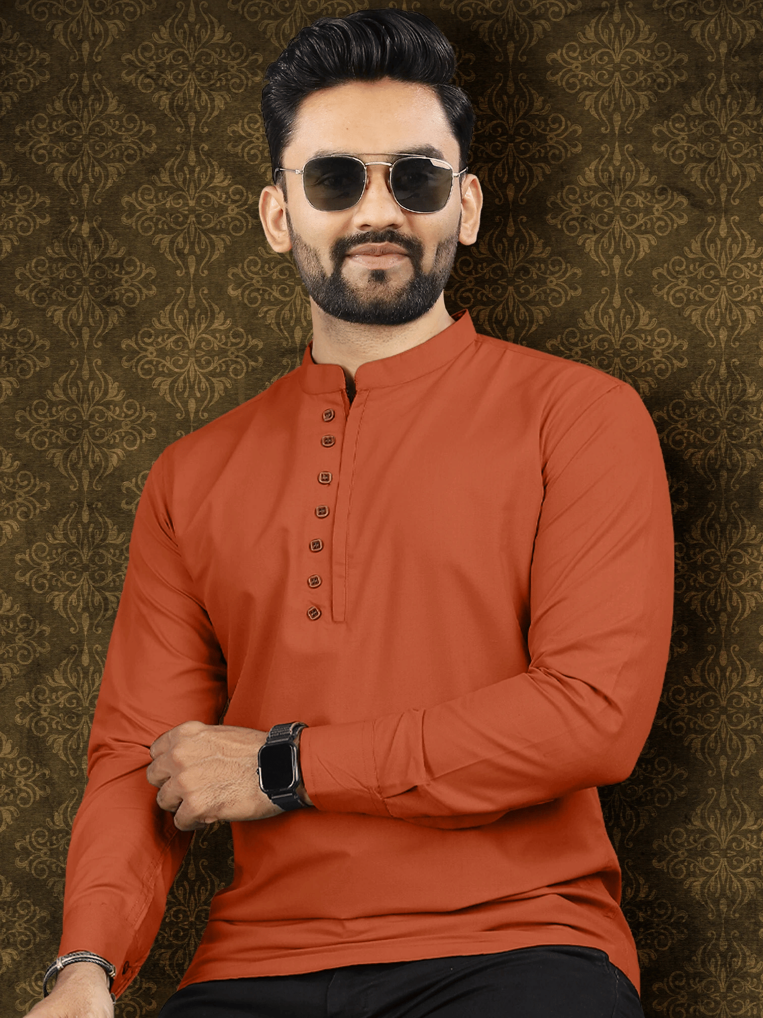 Ethnic Trendz Orange Cotton Blend Men's Regular Kurta ( Pack of 1 ) Ethnic Trendz Orange Cotton Blend Men's Regular Kurta ( Pack of 1 )