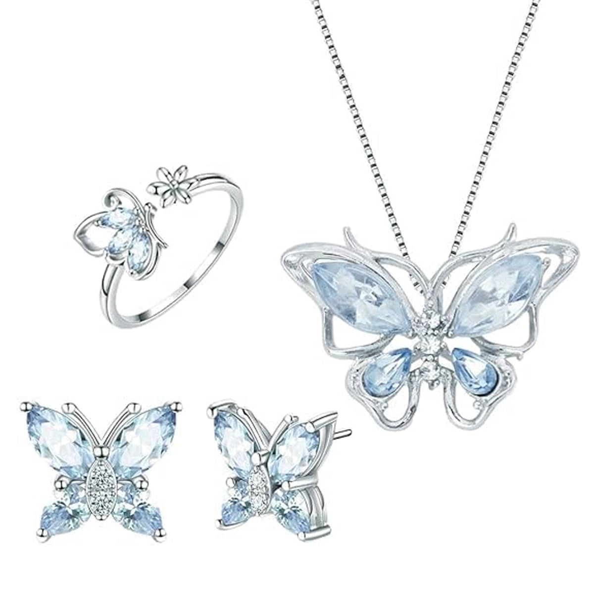     			GEEO Silver Metal Necklace Set ( Pack of 4 )