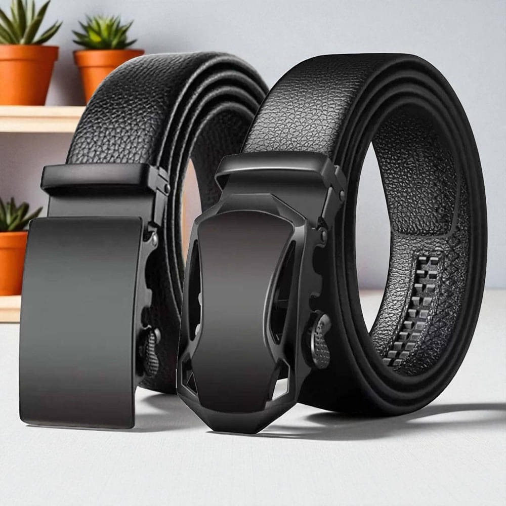 Generic - Black PU Men's Formal Belt ( Pack of 2 ) Generic - Black PU Men's Formal Belt ( Pack of 2 )
