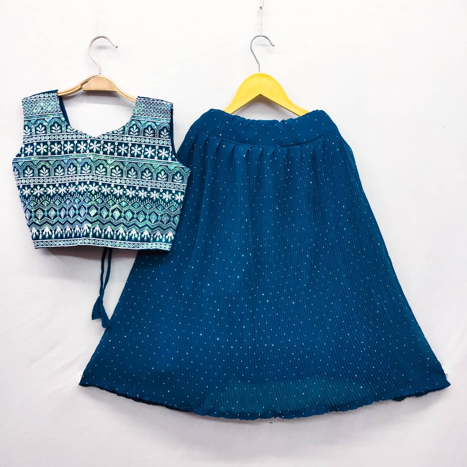     			Genric Georgette Lehenga Choli Set For Girls ( Pack of 1 , Royal Blue )