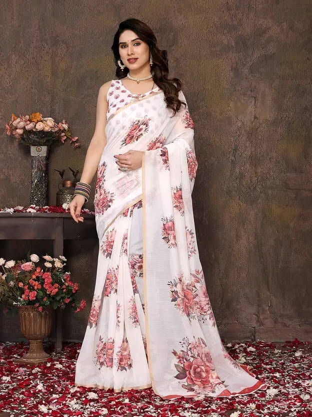 Grubstaker Chanderi Printed Regular Saree With Unstitched Blouse Piece ( Multicolor ) Grubstaker Chanderi Printed Regular Saree With Unstitched Blouse Piece ( Multicolor )