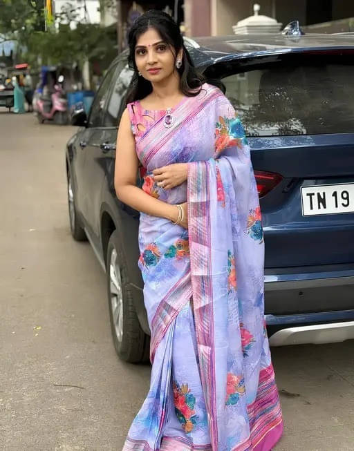 Grubstaker Cotton Blend Printed Regular Saree With Unstitched Blouse Piece ( Multicolor ) Grubstaker Cotton Blend Printed Regular Saree With Unstitched Blouse Piece ( Multicolor )