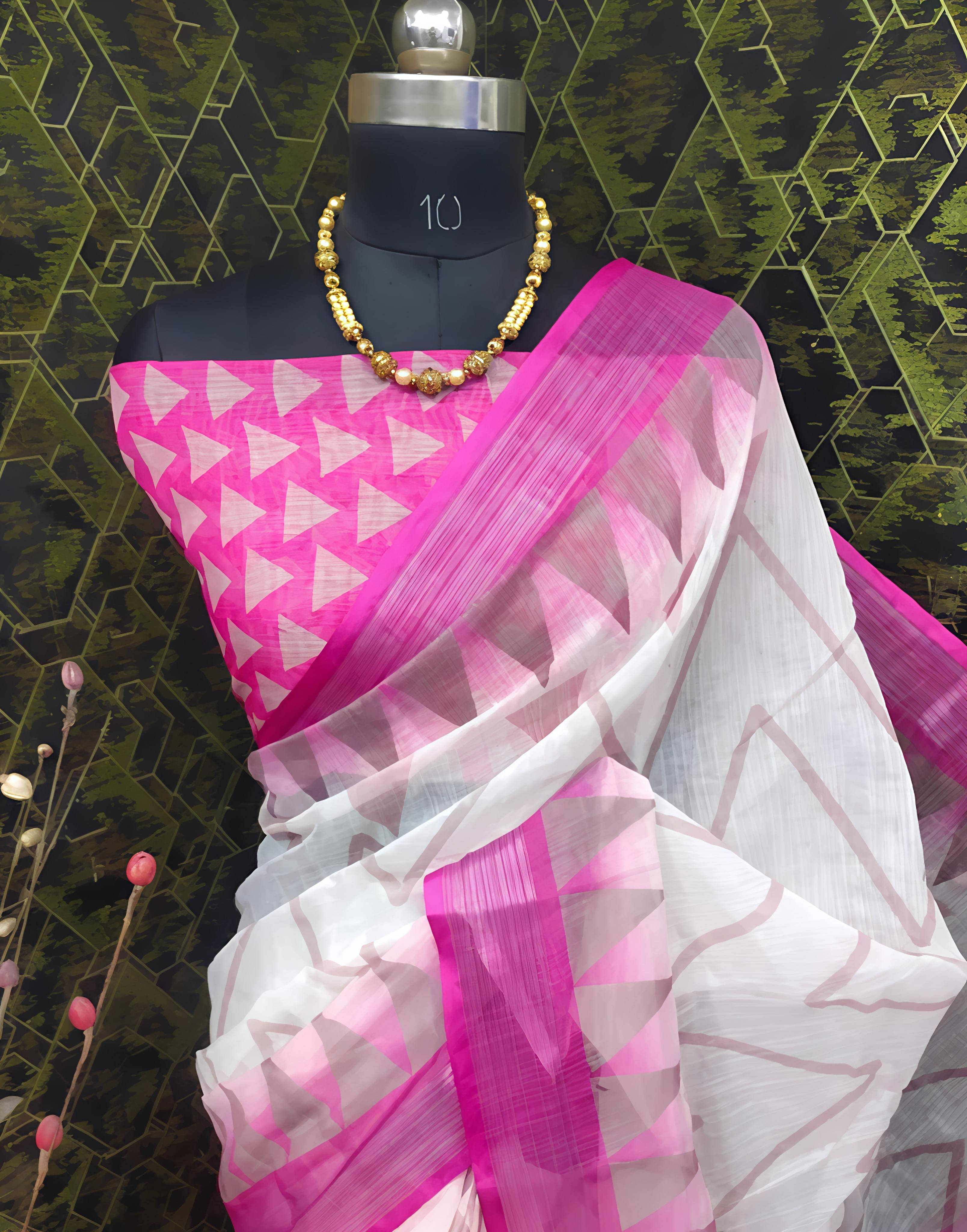 Grubstaker Cotton Blend Printed Regular Saree With Unstitched Blouse Piece ( Multicolor ) Grubstaker Cotton Blend Printed Regular Saree With Unstitched Blouse Piece ( Multicolor )