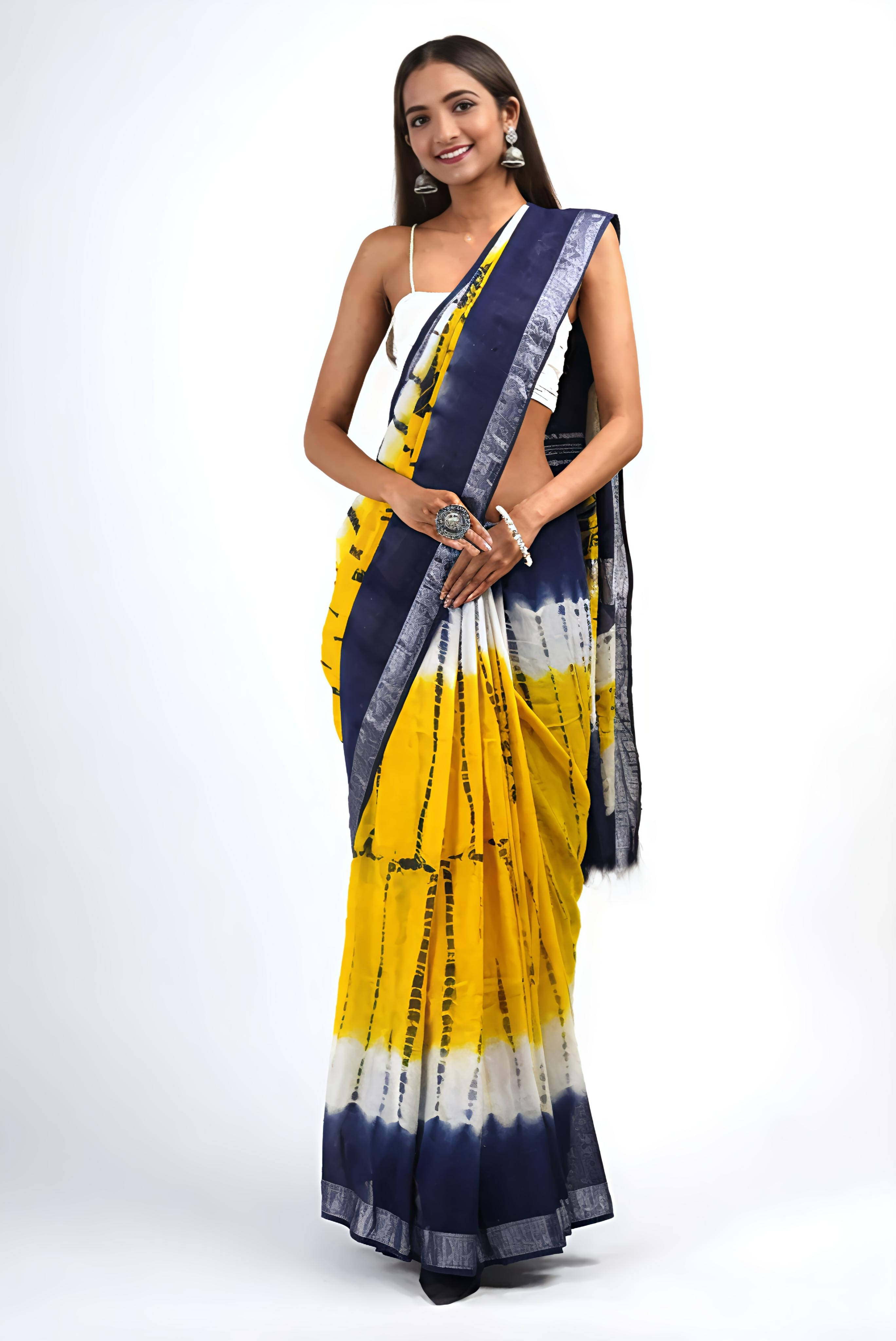 Grubstaker Cotton Blend Printed Regular Saree With Unstitched Blouse Piece ( Yellow ) Grubstaker Cotton Blend Printed Regular Saree With Unstitched Blouse Piece ( Yellow )