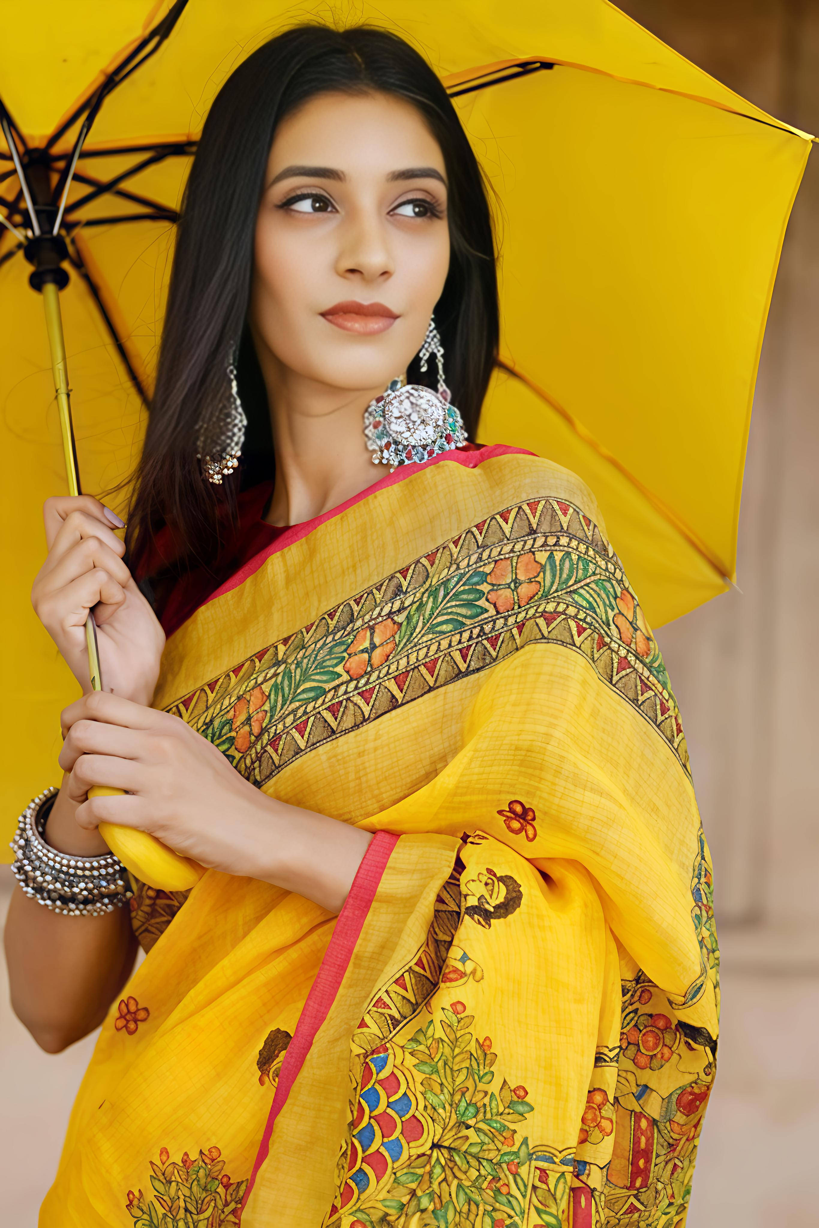 Grubstaker Cotton Blend Printed Regular Saree With Unstitched Blouse Piece ( Multicolor ) Grubstaker Cotton Blend Printed Regular Saree With Unstitched Blouse Piece ( Multicolor )