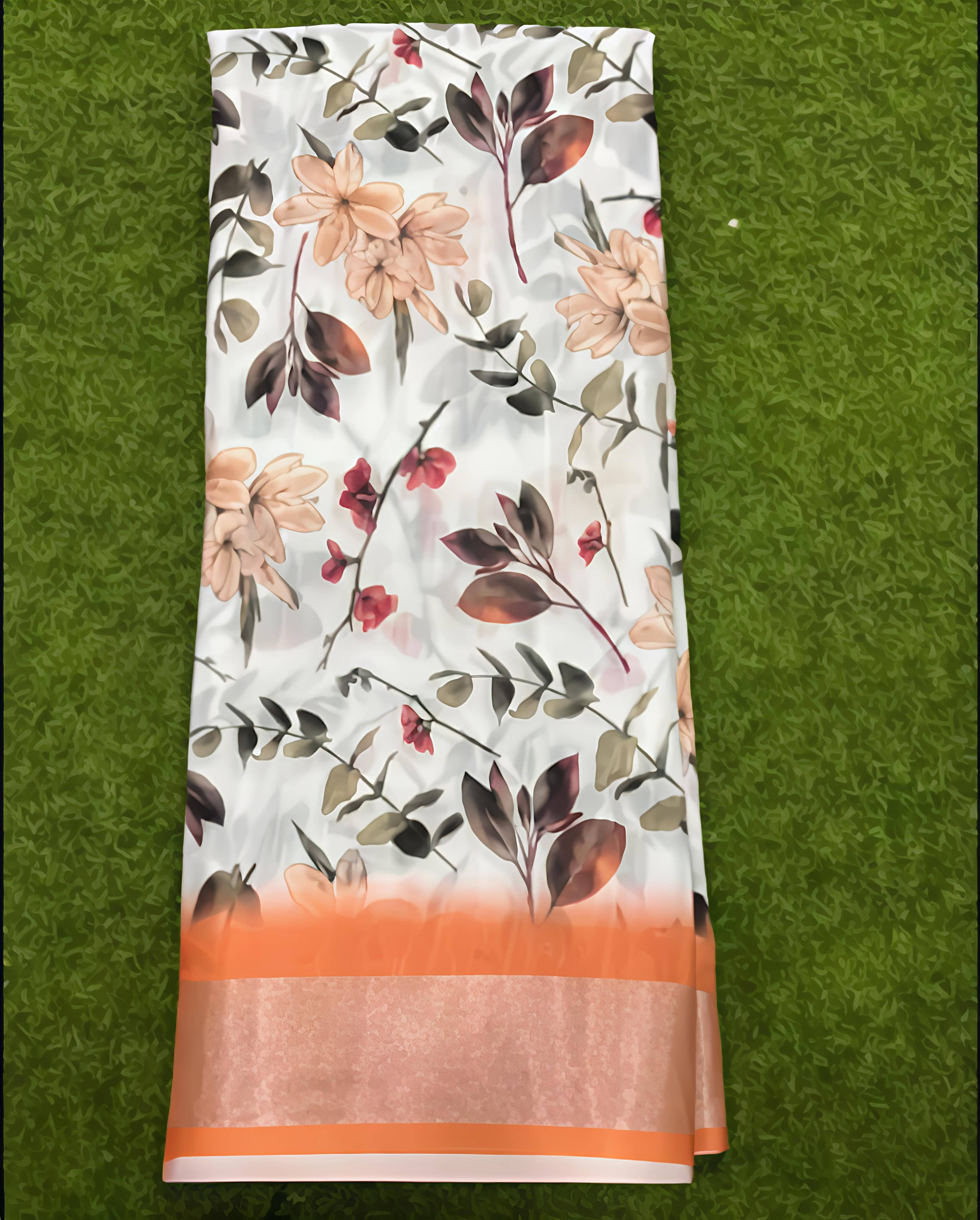 Grubstaker Cotton Blend Printed Regular Saree With Unstitched Blouse Piece ( Multicolor ) Grubstaker Cotton Blend Printed Regular Saree With Unstitched Blouse Piece ( Multicolor )