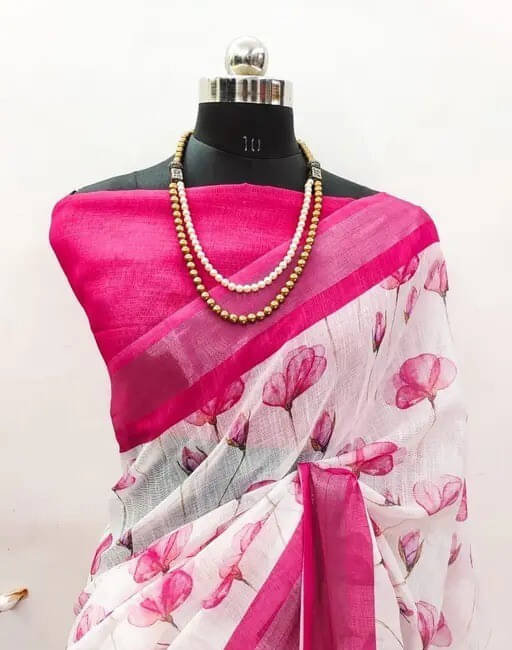 Grubstaker Cotton Blend Printed Regular Saree With Unstitched Blouse Piece ( Multicolor ) Grubstaker Cotton Blend Printed Regular Saree With Unstitched Blouse Piece ( Multicolor )