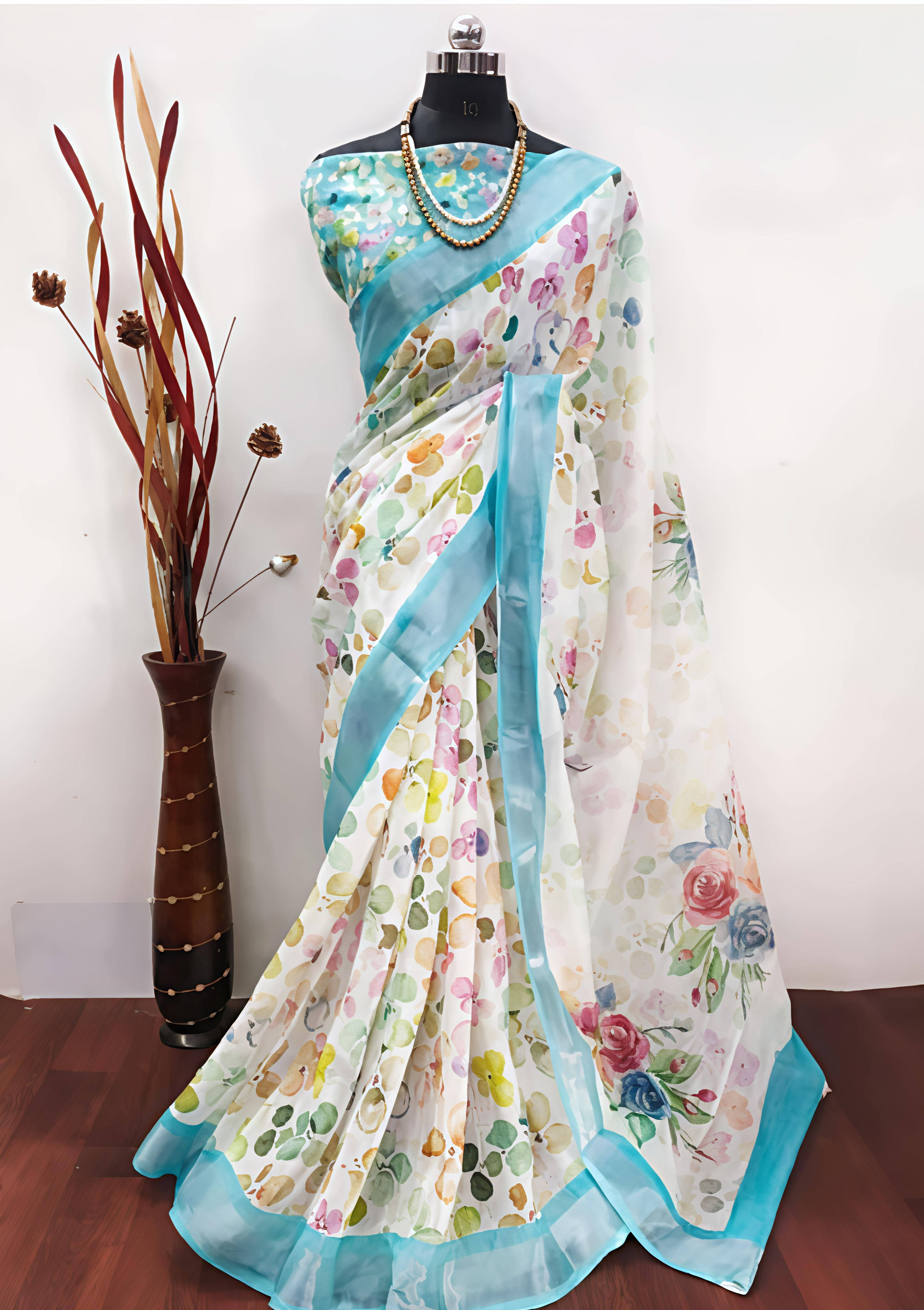 Grubstaker Cotton Blend Printed Regular Saree With Unstitched Blouse Piece ( Grey ) Grubstaker Cotton Blend Printed Regular Saree With Unstitched Blouse Piece ( Grey )