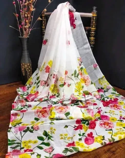 Grubstaker Cotton Blend Printed Regular Saree With Unstitched Blouse Piece ( Multicolor ) Grubstaker Cotton Blend Printed Regular Saree With Unstitched Blouse Piece ( Multicolor )