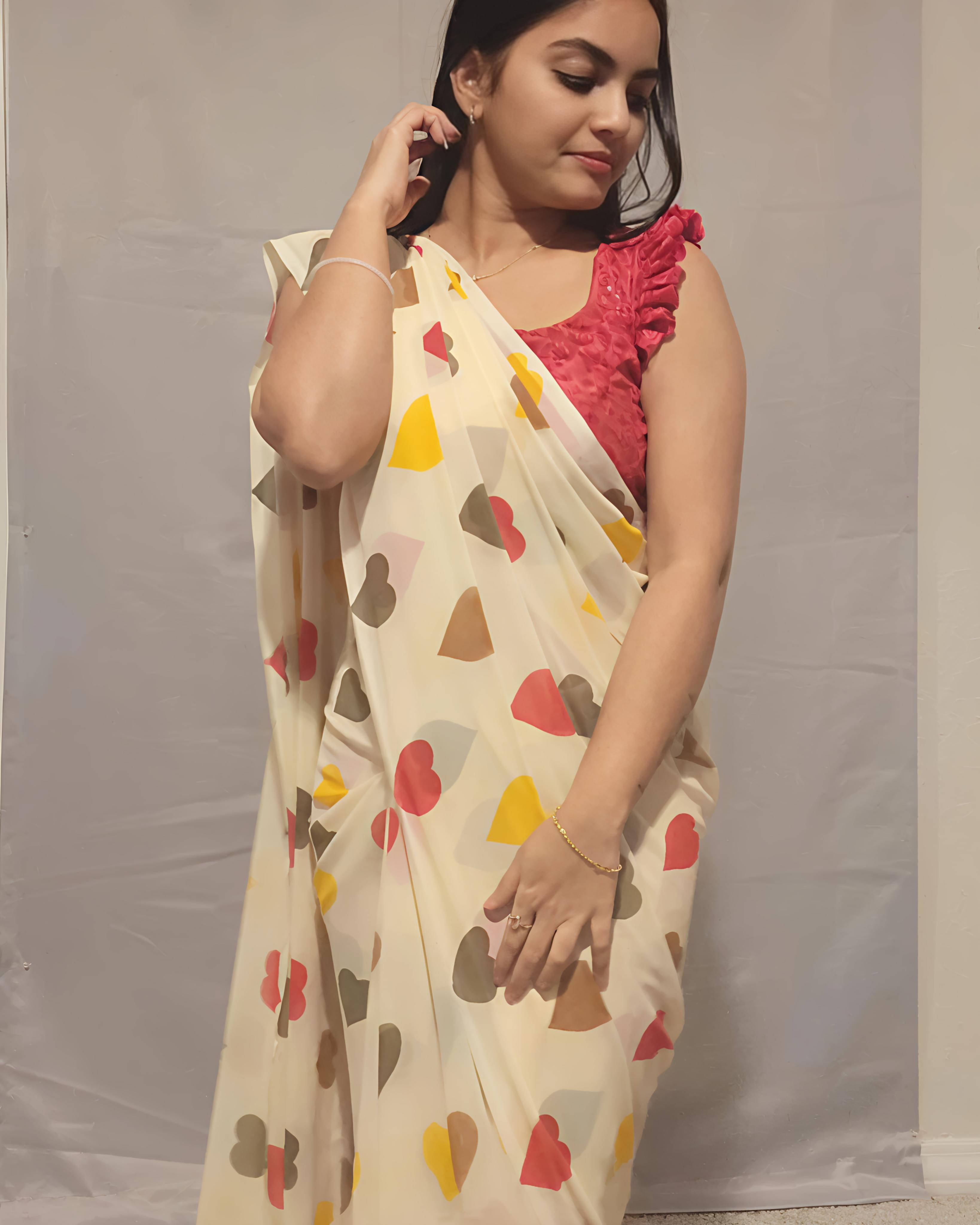 Grubstaker Cotton Blend Printed Regular Saree With Unstitched Blouse Piece ( Multicolor ) Grubstaker Cotton Blend Printed Regular Saree With Unstitched Blouse Piece ( Multicolor )