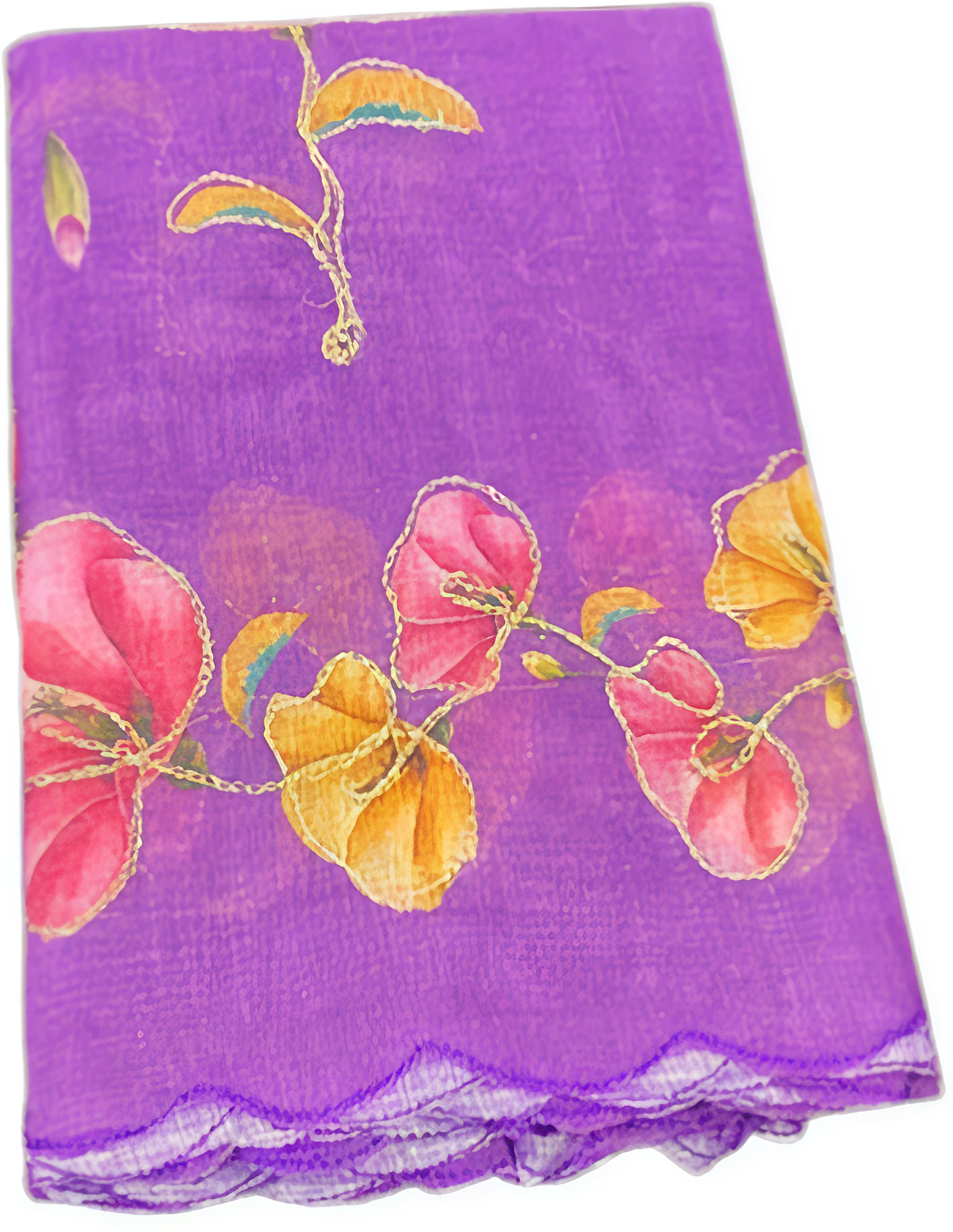 Grubstaker Cotton Blend Printed Regular Saree With Unstitched Blouse Piece ( Purple ) Grubstaker Cotton Blend Printed Regular Saree With Unstitched Blouse Piece ( Purple )