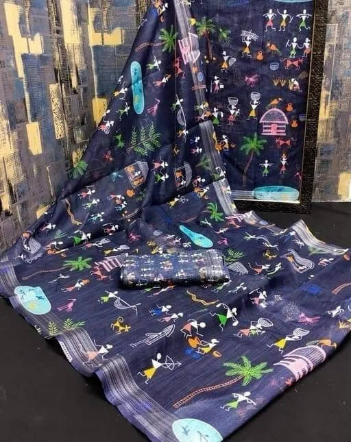 Grubstaker Cotton Blend Printed Regular Saree With Unstitched Blouse Piece ( Multicolor ) Grubstaker Cotton Blend Printed Regular Saree With Unstitched Blouse Piece ( Multicolor )