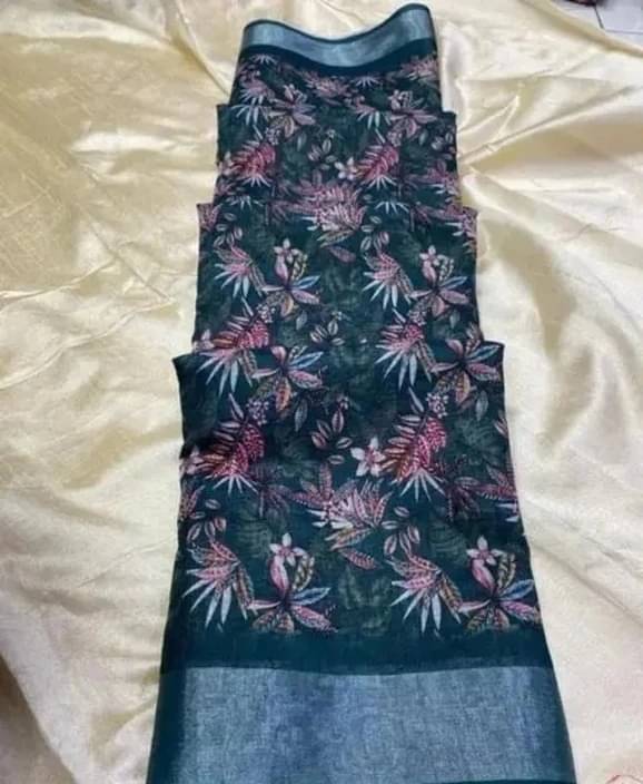 Grubstaker Linen Printed Regular Saree With Unstitched Blouse Piece ( Navy Blue ) Grubstaker Linen Printed Regular Saree With Unstitched Blouse Piece ( Navy Blue )
